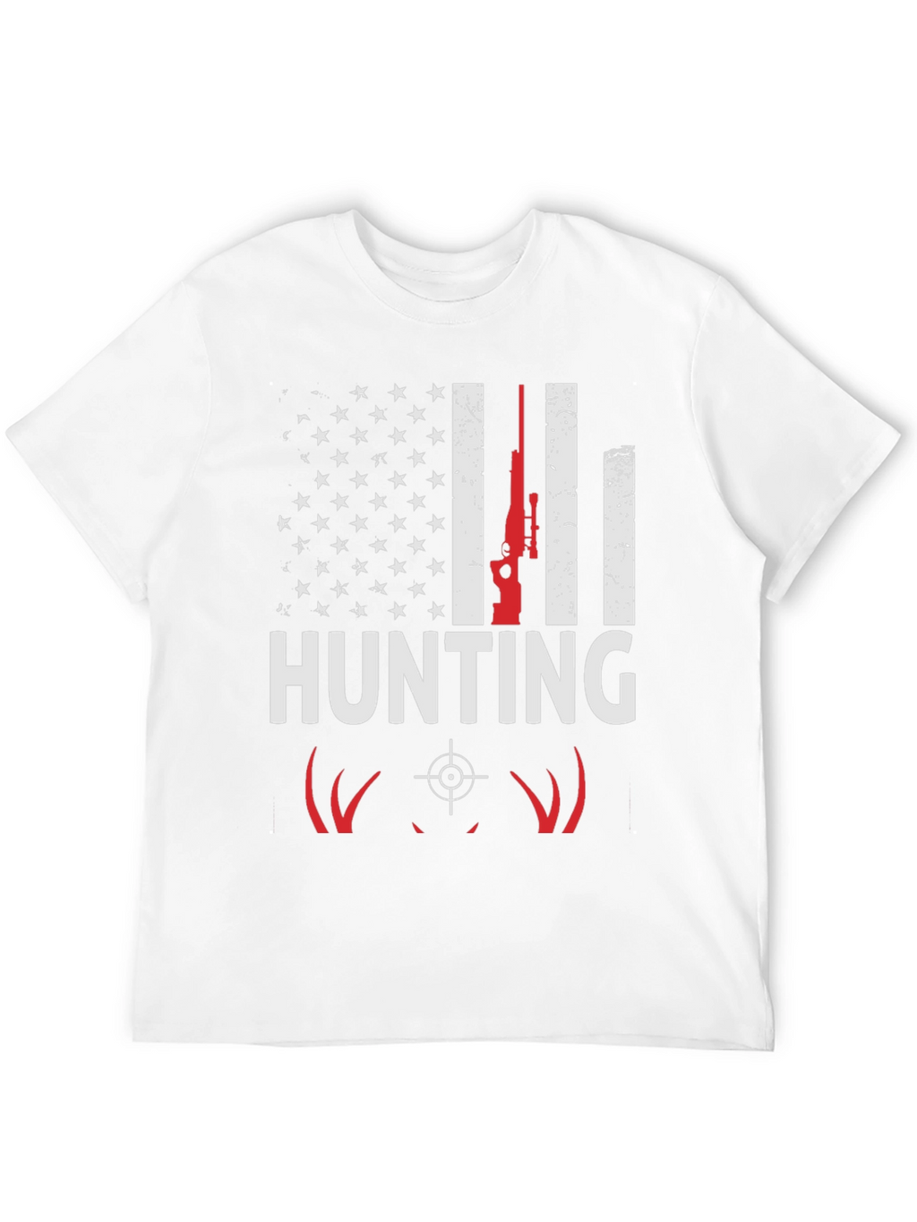 Hunting T-Shirt - American Flag Deer Rifle Design