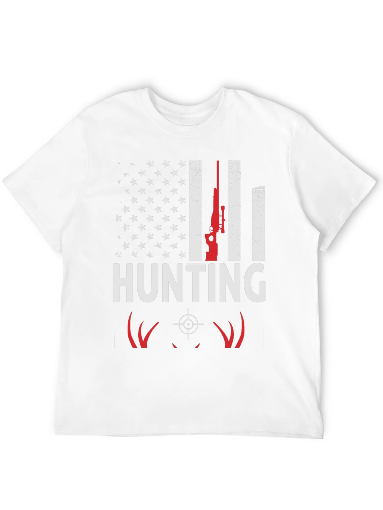 Hunting T-Shirt - American Flag Deer Rifle Design