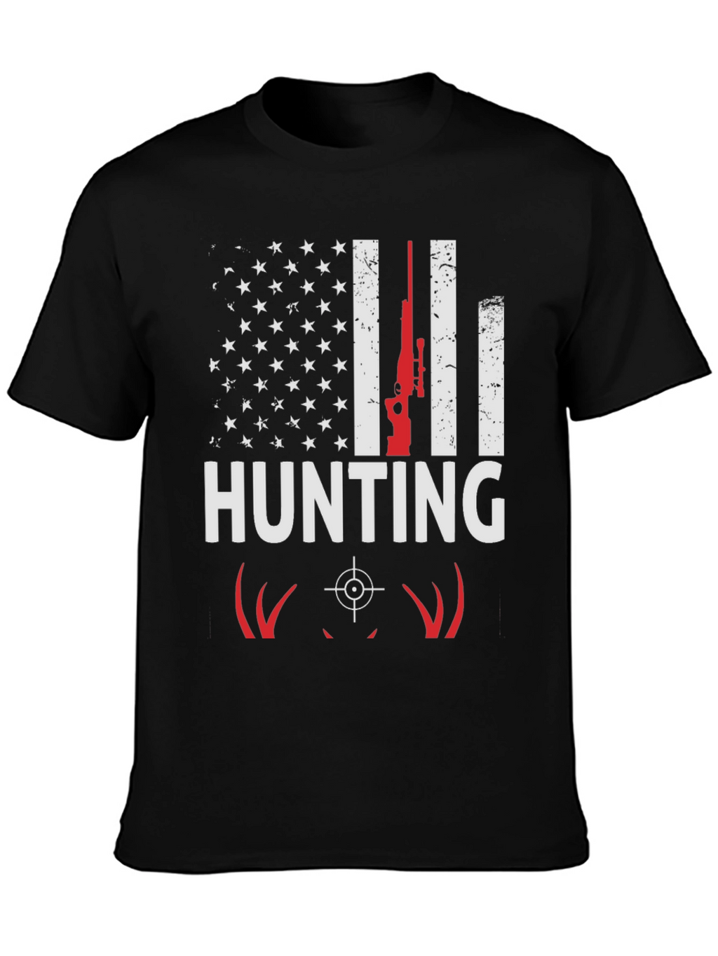 Hunting T-Shirt - American Flag Deer Rifle Design