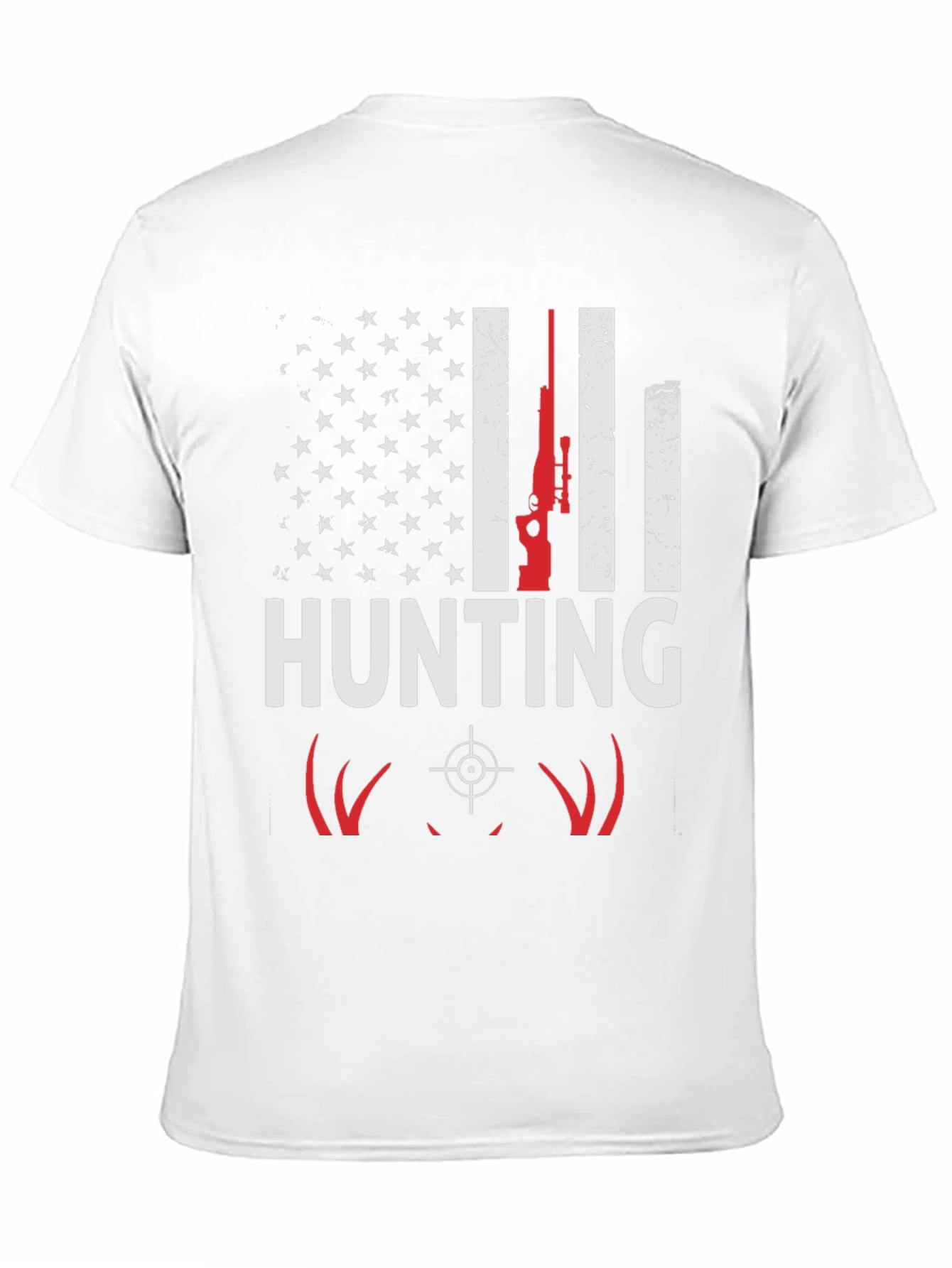 Hunting T-Shirt - American Flag Deer Rifle Design