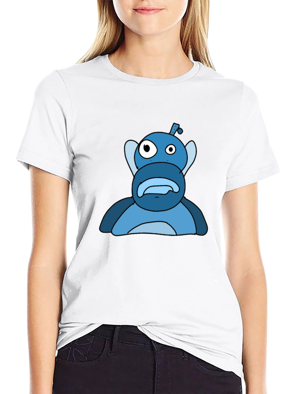 Blue Cartoon Character Graphic Tee