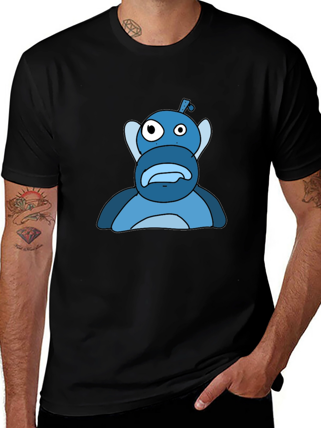 Blue Cartoon Character Graphic Tee