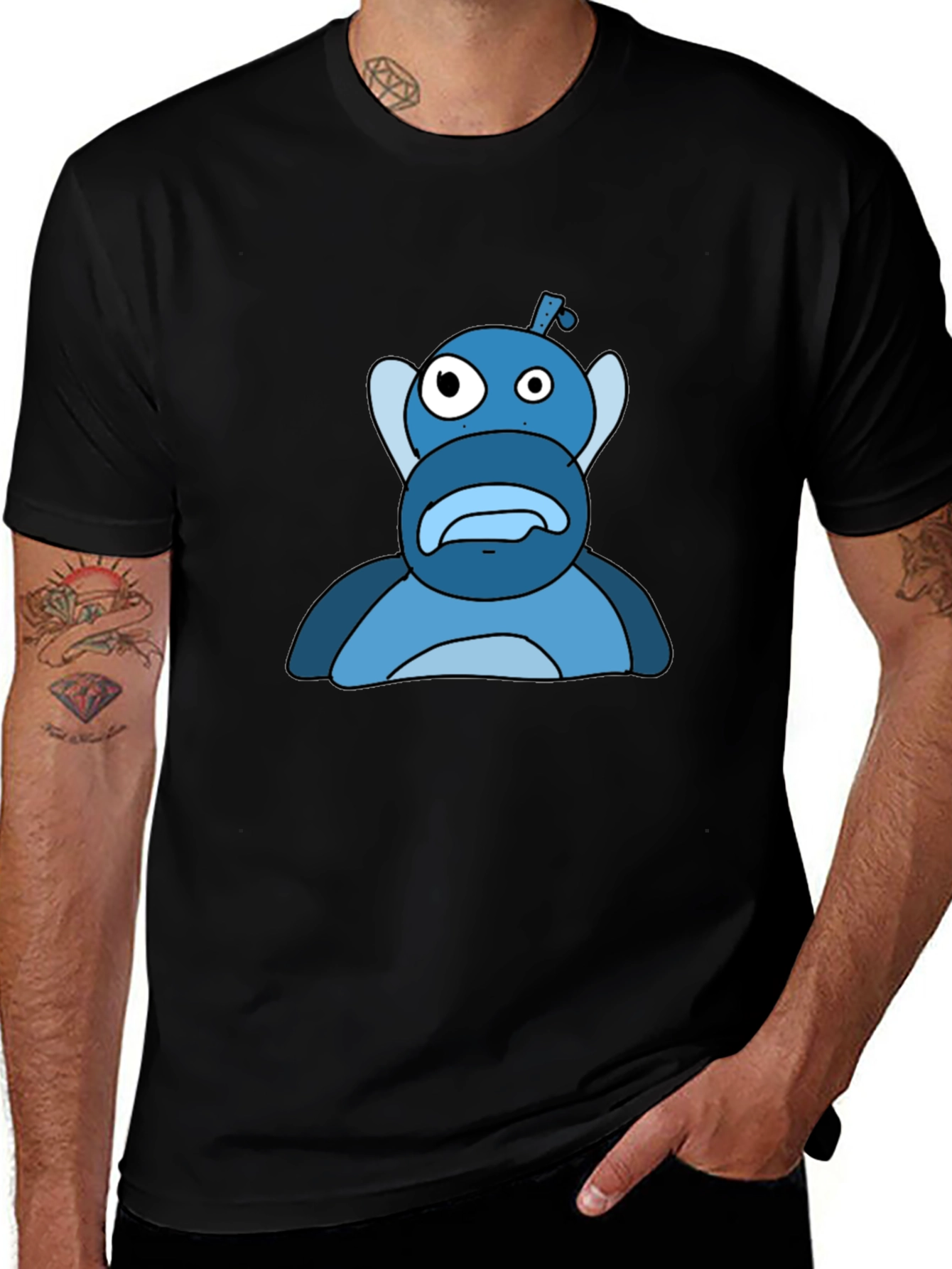 Blue Cartoon Character Graphic Tee