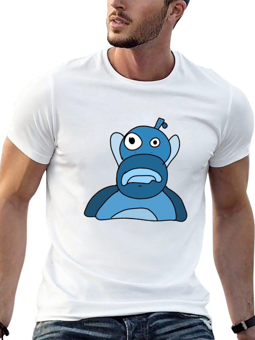 Blue Cartoon Character Graphic Tee
