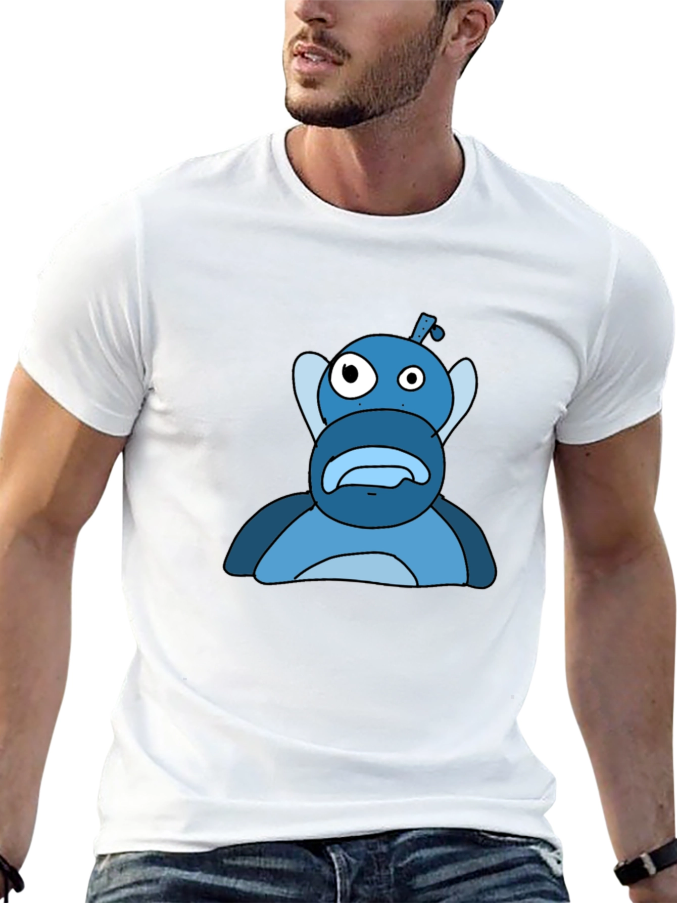 Blue Cartoon Character Graphic Tee