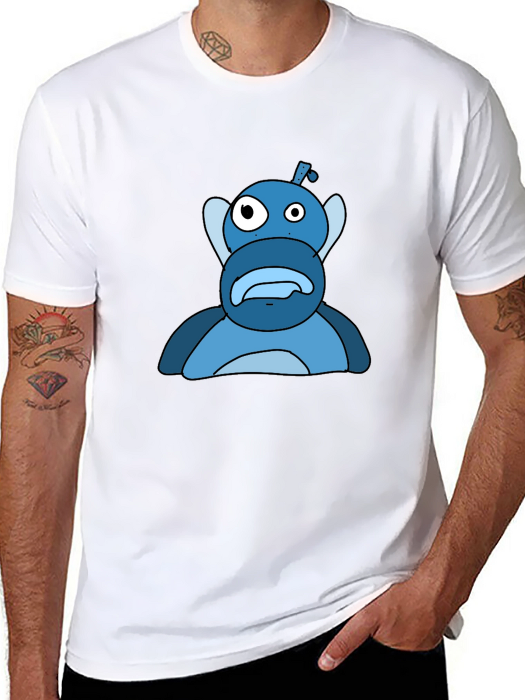 Blue Cartoon Character Graphic Tee
