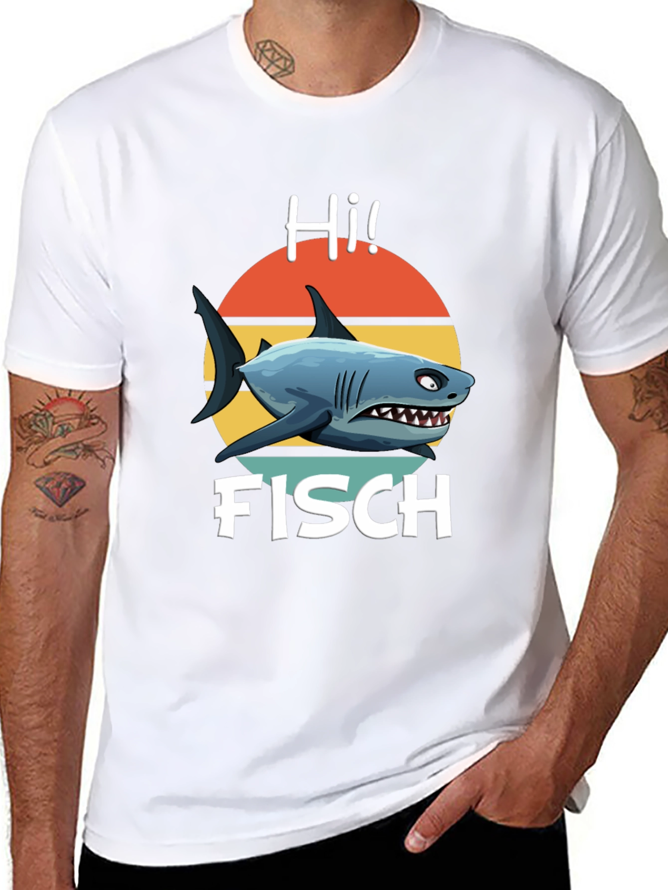 Hi Fisch Shark Graphic T-Shirt - Retro Style!