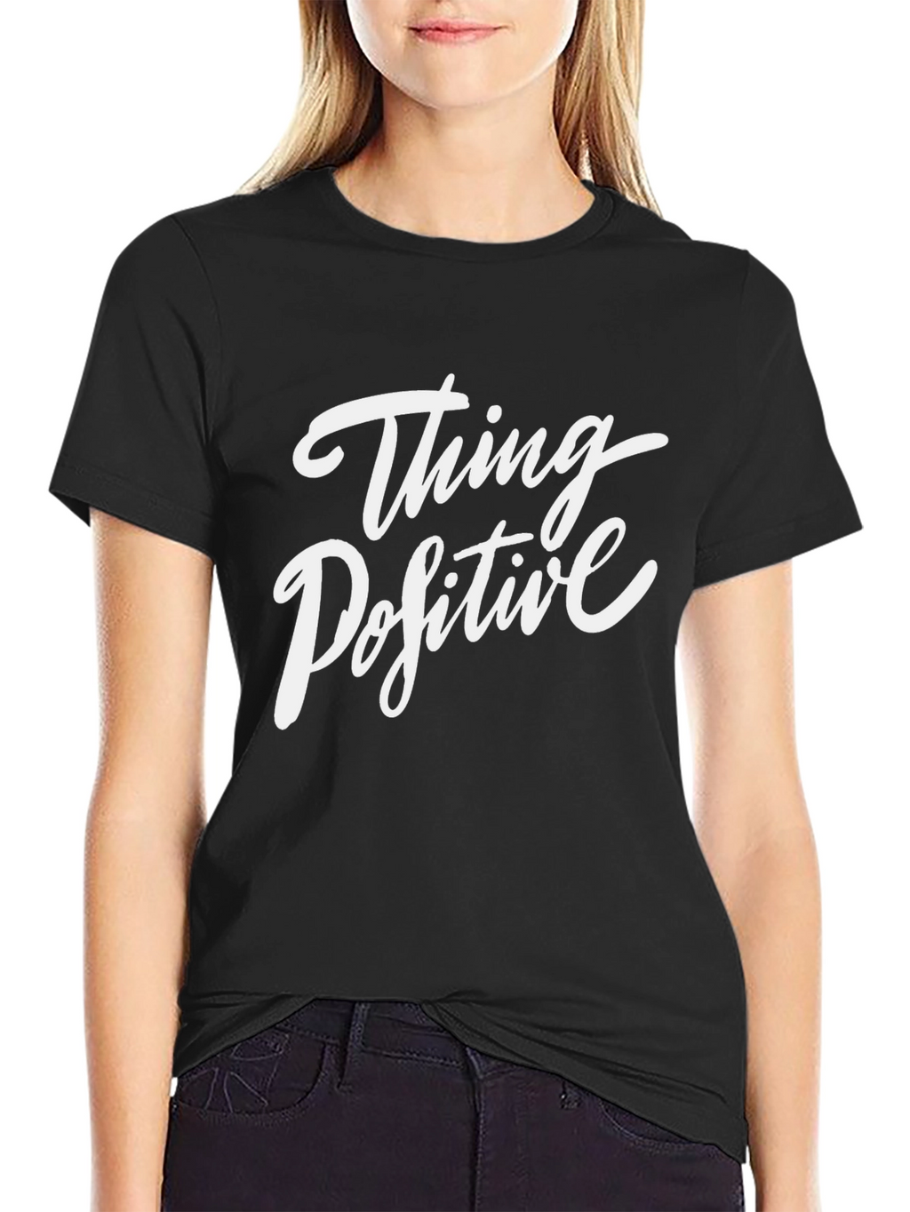 Think Positive Graphic Tee - Black Casual T-Shirt