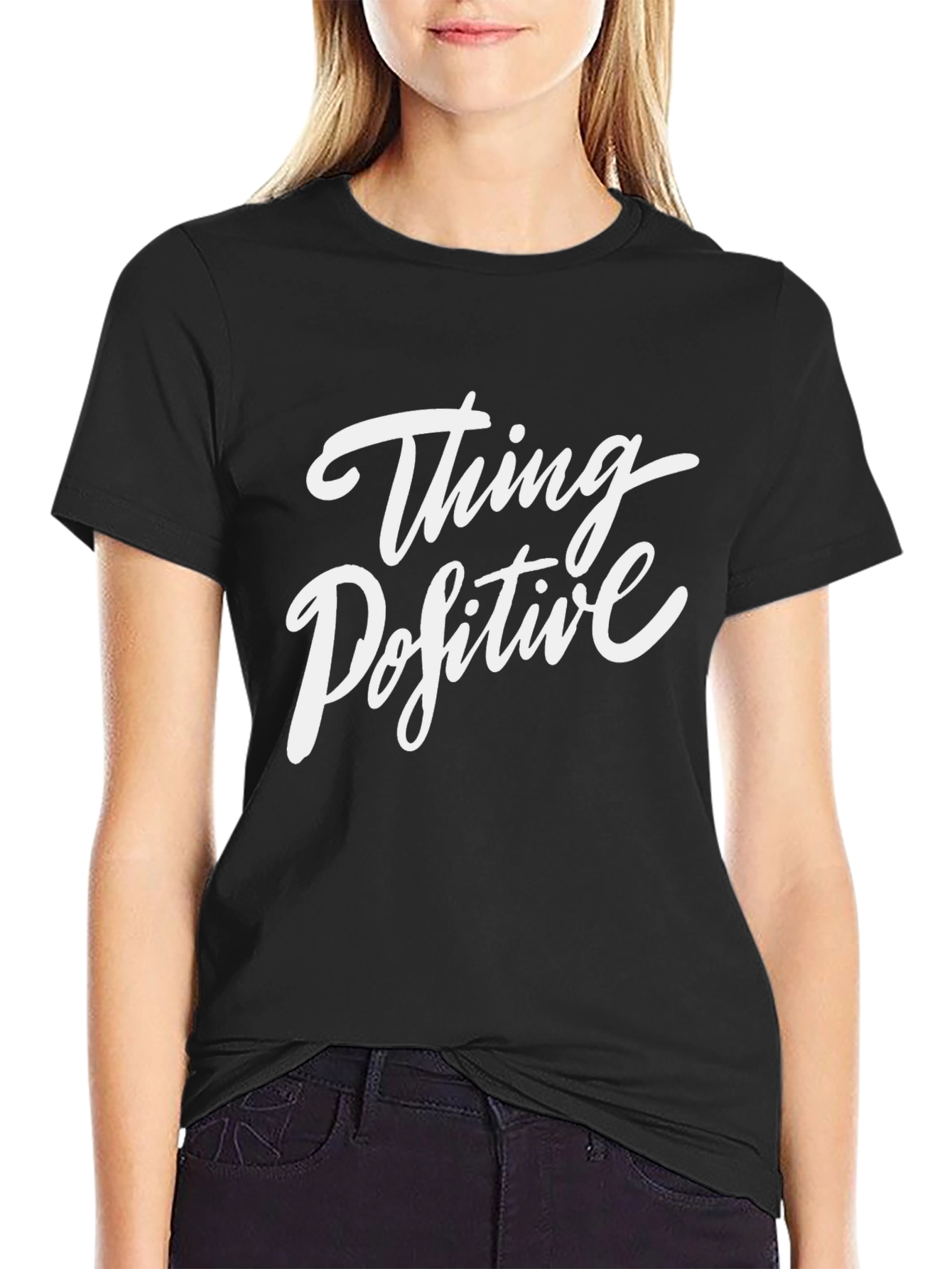 Think Positive Graphic Tee - Black Casual T-Shirt