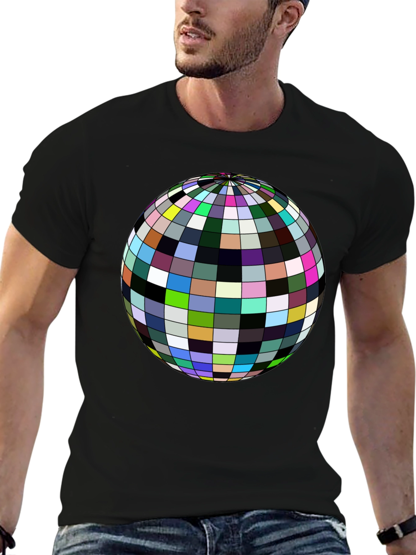 Retro Sphere Graphic Tee - Black Cotton Comfort