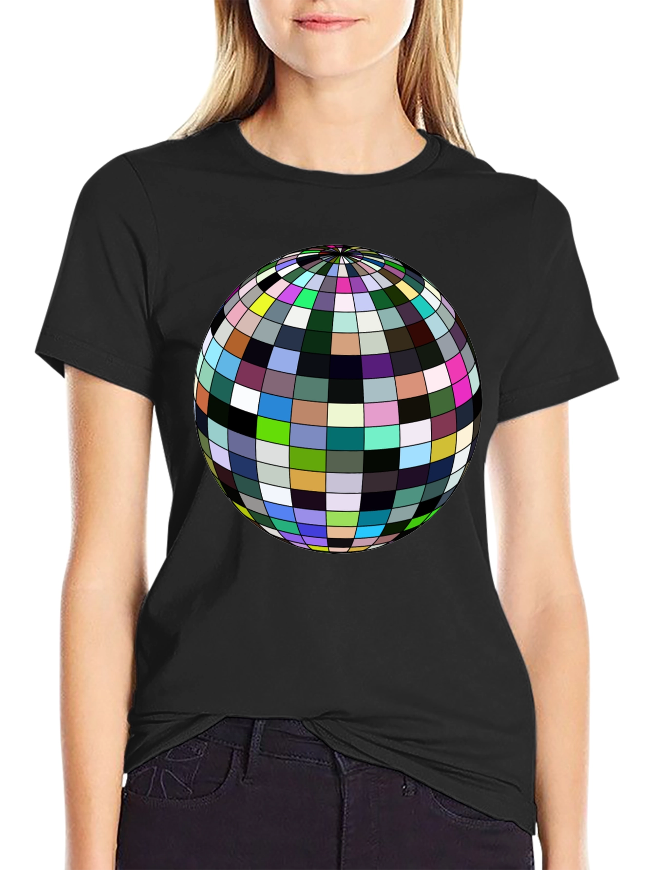 Retro Sphere Graphic Tee - Black Cotton Comfort