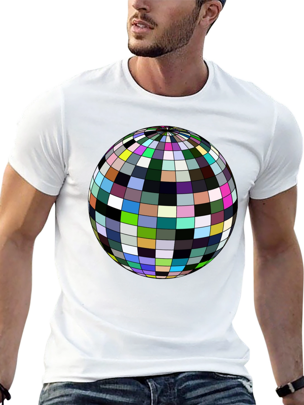 Retro Sphere Graphic Tee - Black Cotton Comfort