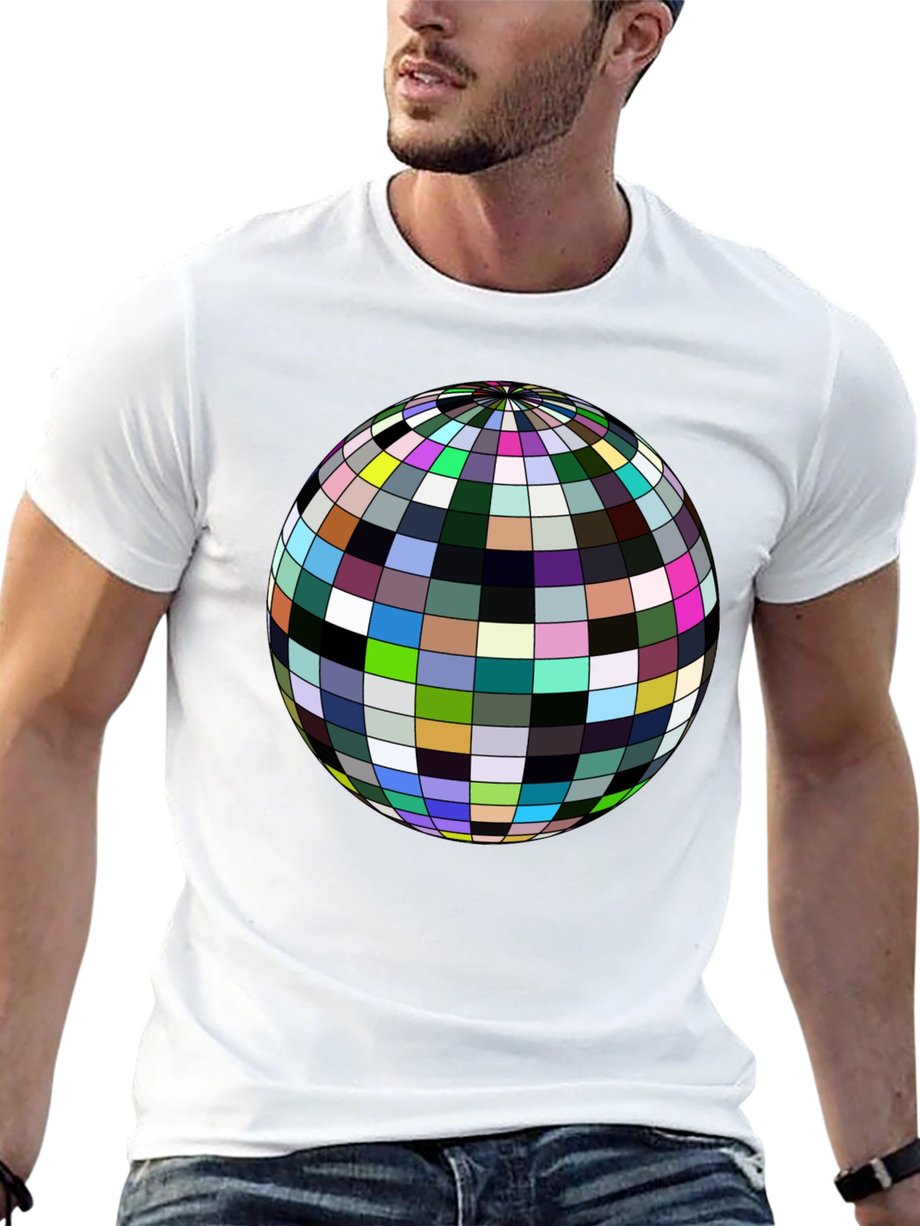 Retro Sphere Graphic Tee - Black Cotton Comfort