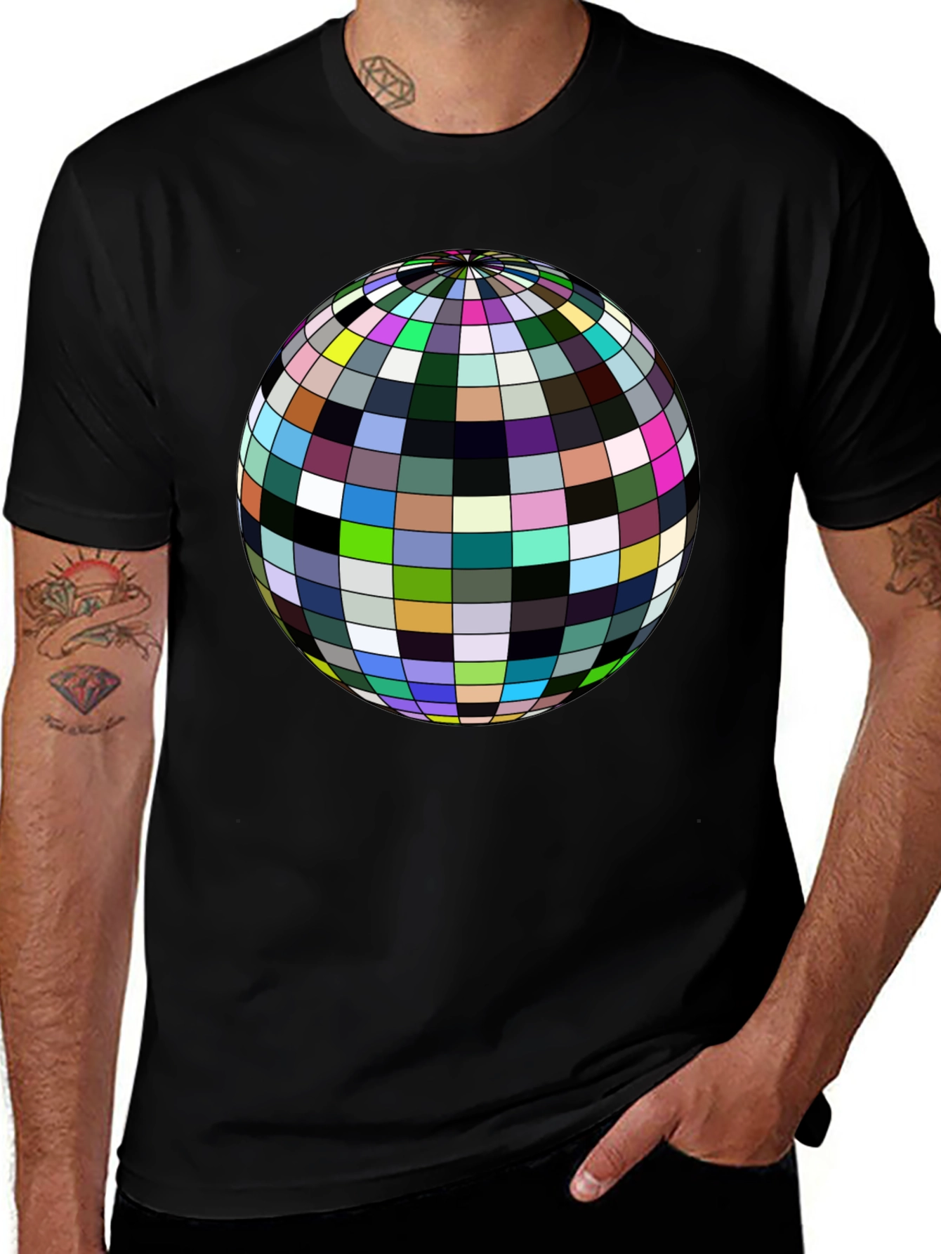 Retro Sphere Graphic Tee - Black Cotton Comfort