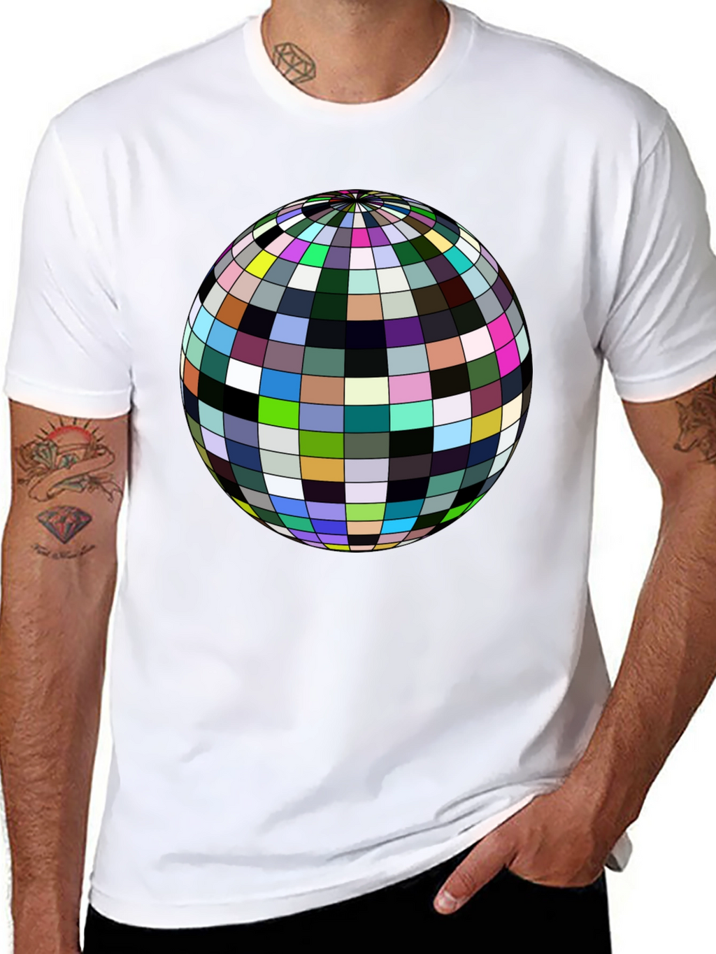 Retro Sphere Graphic Tee - Black Cotton Comfort