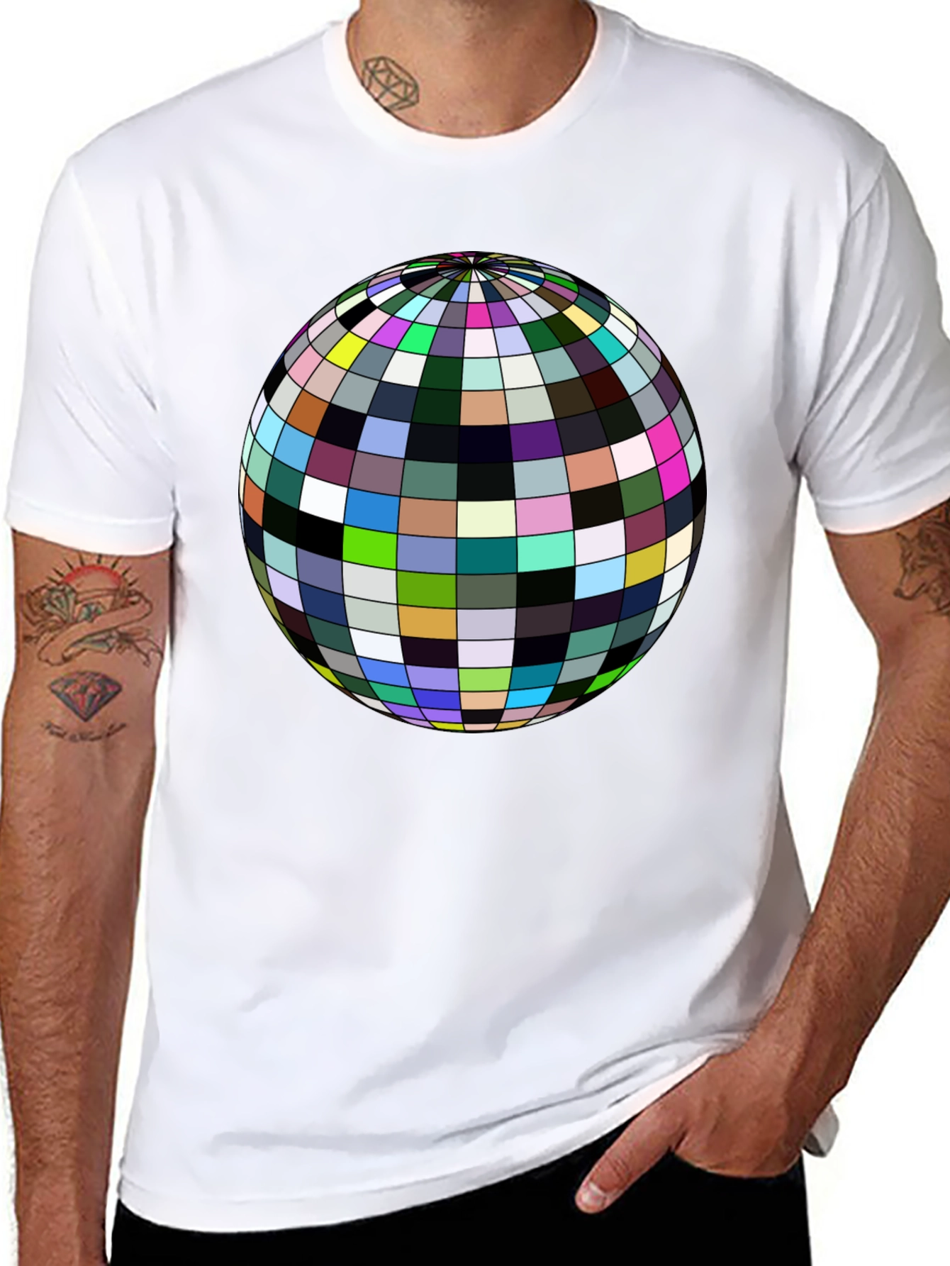 Retro Sphere Graphic Tee - Black Cotton Comfort