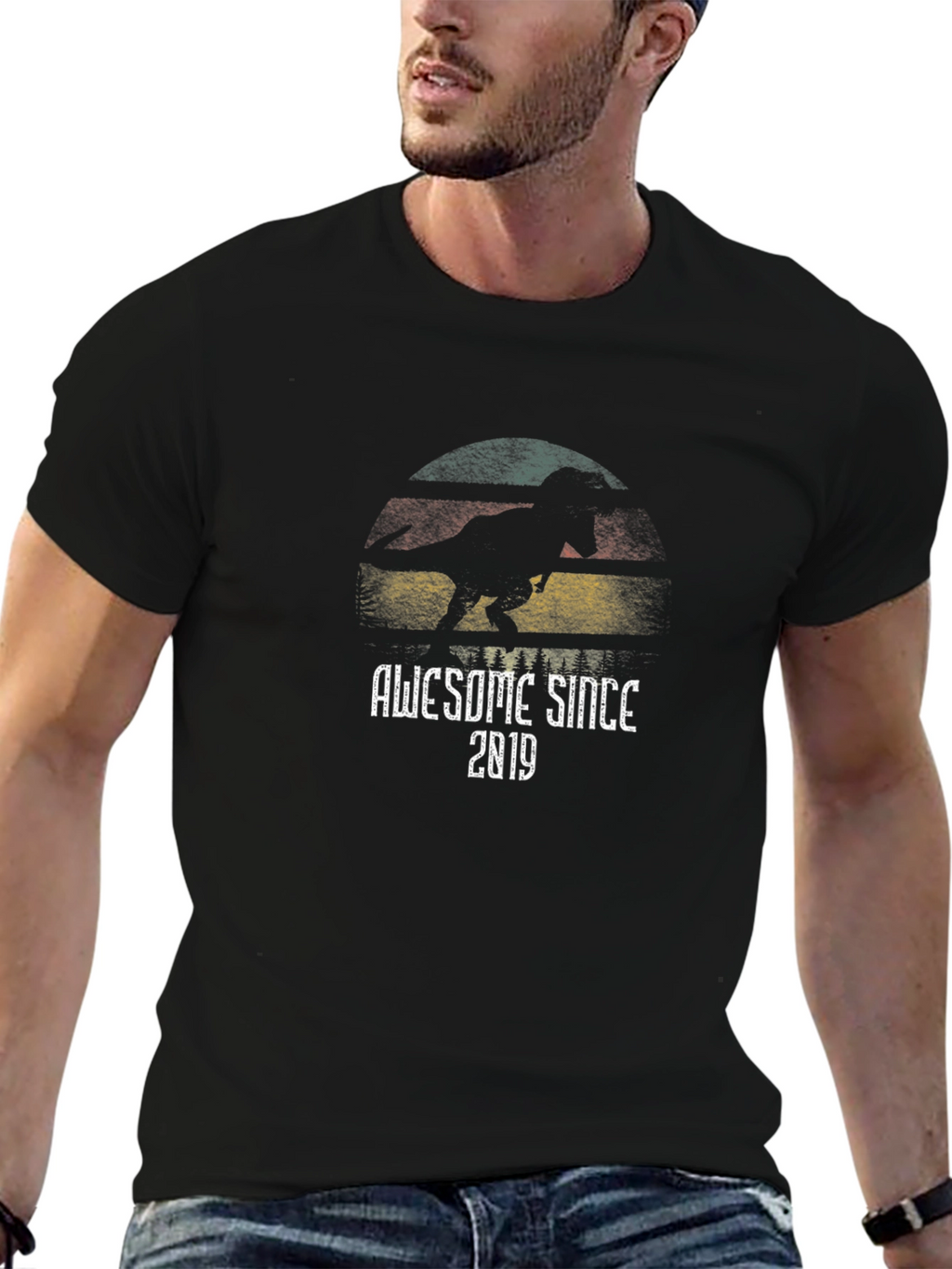 Awesome Since 2019 Dinosaur Graphic T-Shirt