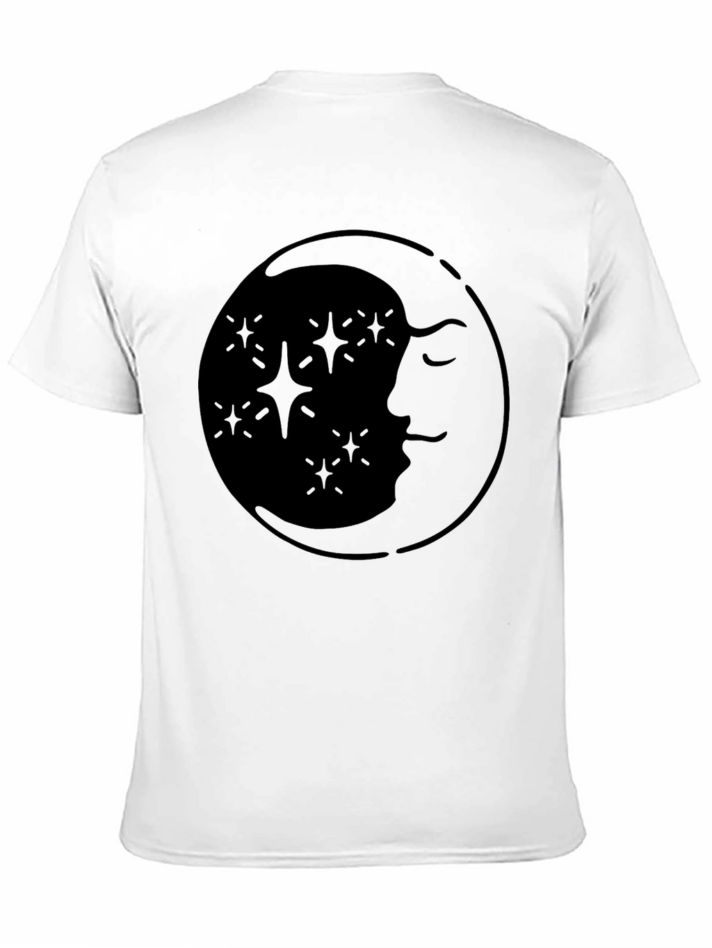 Celestial Moon & Stars Graphic Tee - Black