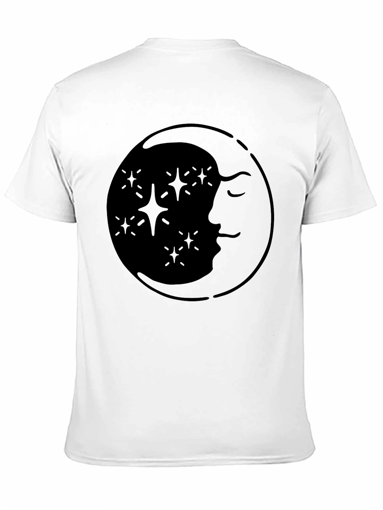 Celestial Moon & Stars Graphic Tee - Black