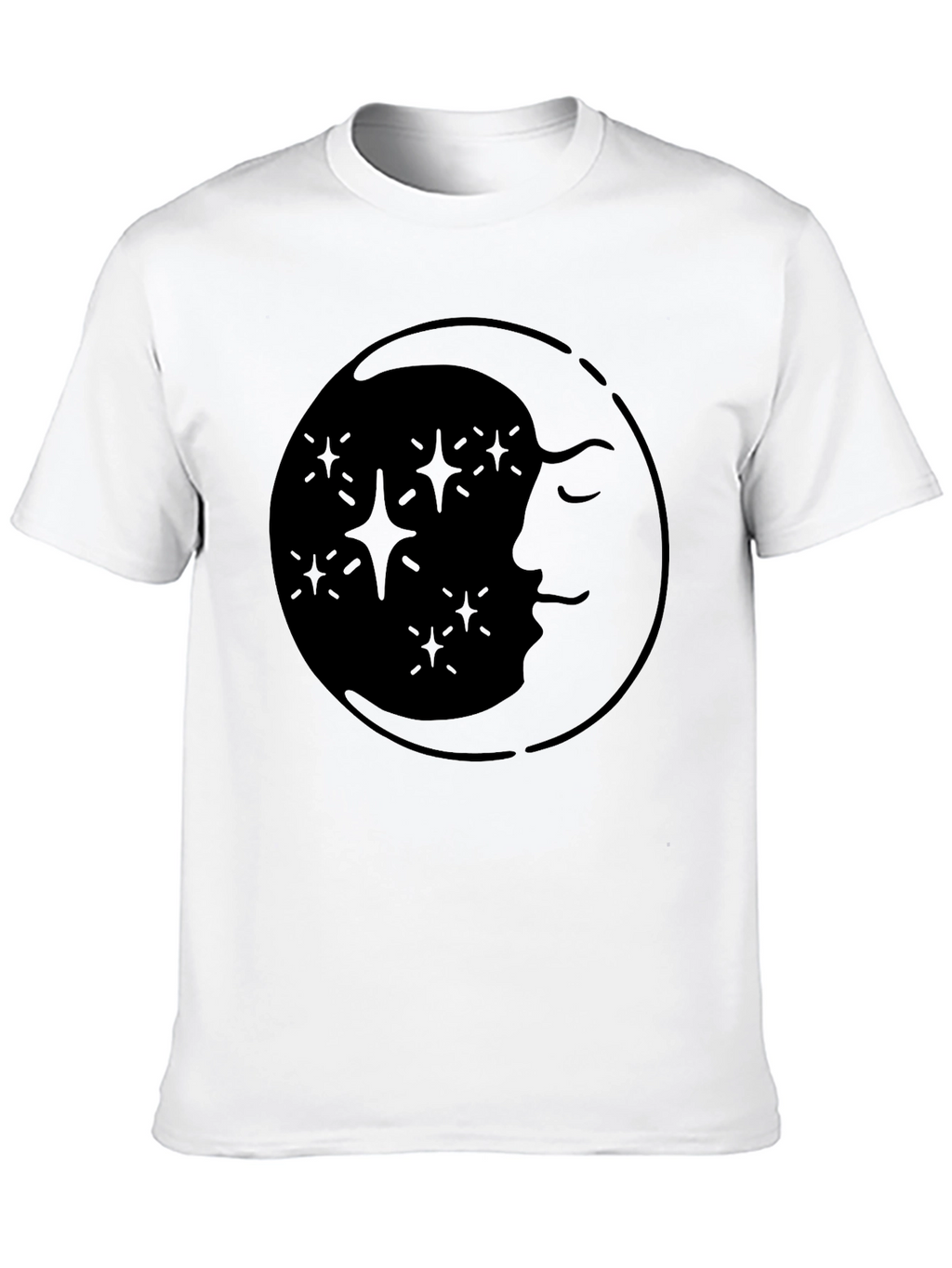 Celestial Moon & Stars Graphic Tee - Black