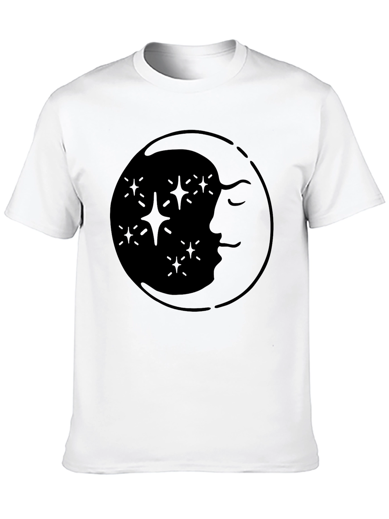 Celestial Moon & Stars Graphic Tee - Black