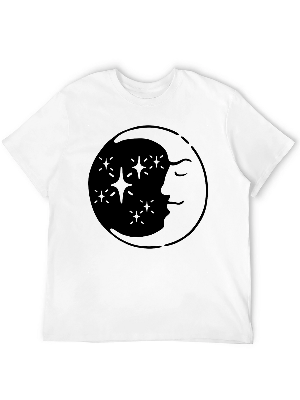 Celestial Moon & Stars Graphic Tee - Black