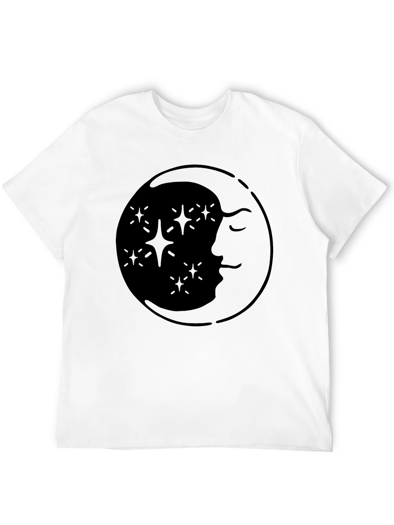 Celestial Moon & Stars Graphic Tee - Black