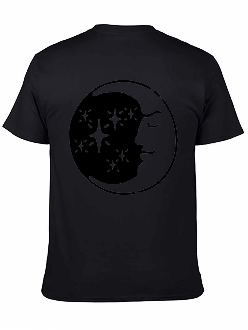 Celestial Moon & Stars Graphic Tee - Black