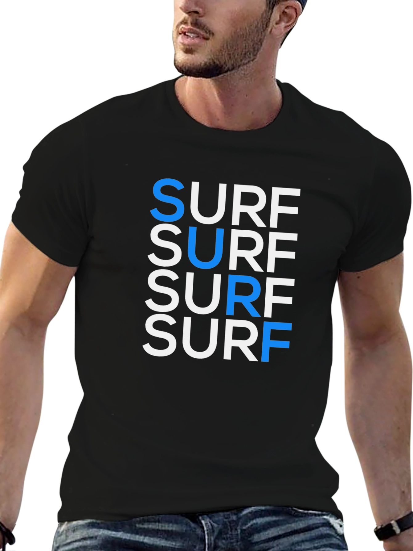 Cool Surf Graphic Tee - Black Cotton T-Shirt
