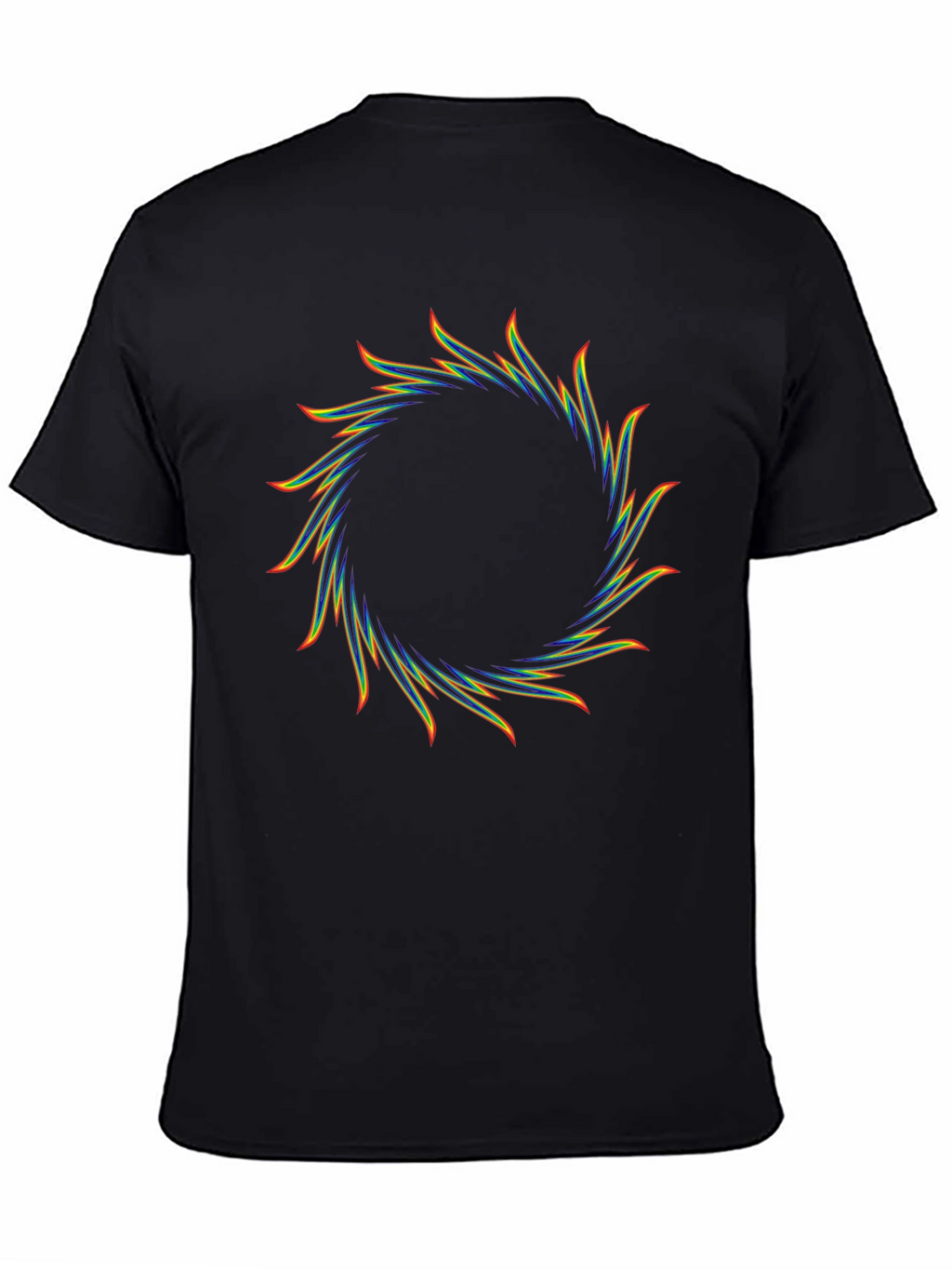 Rainbow Circular Flame Graphic Black T-Shirt