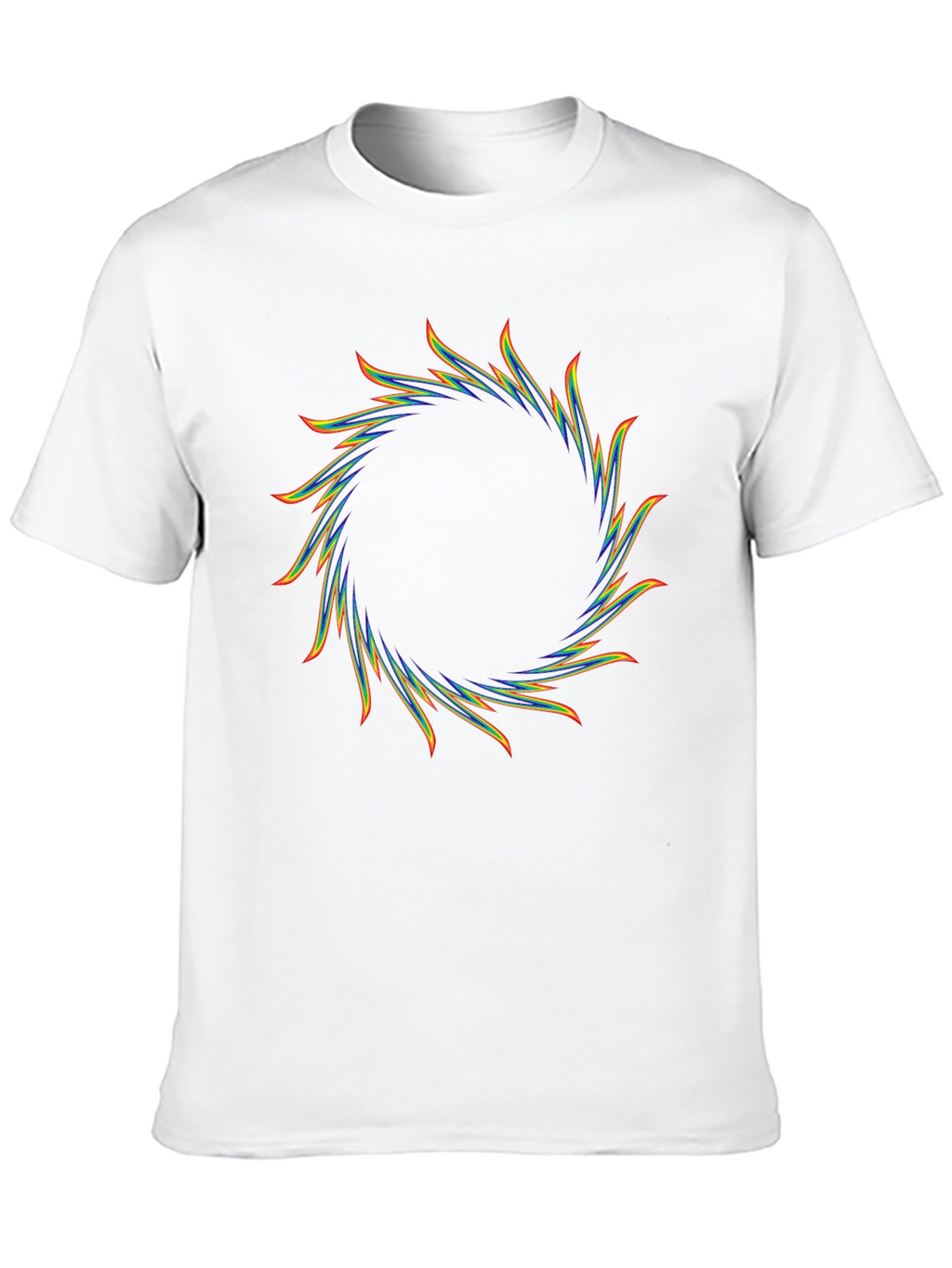 Rainbow Circular Flame Graphic Black T-Shirt