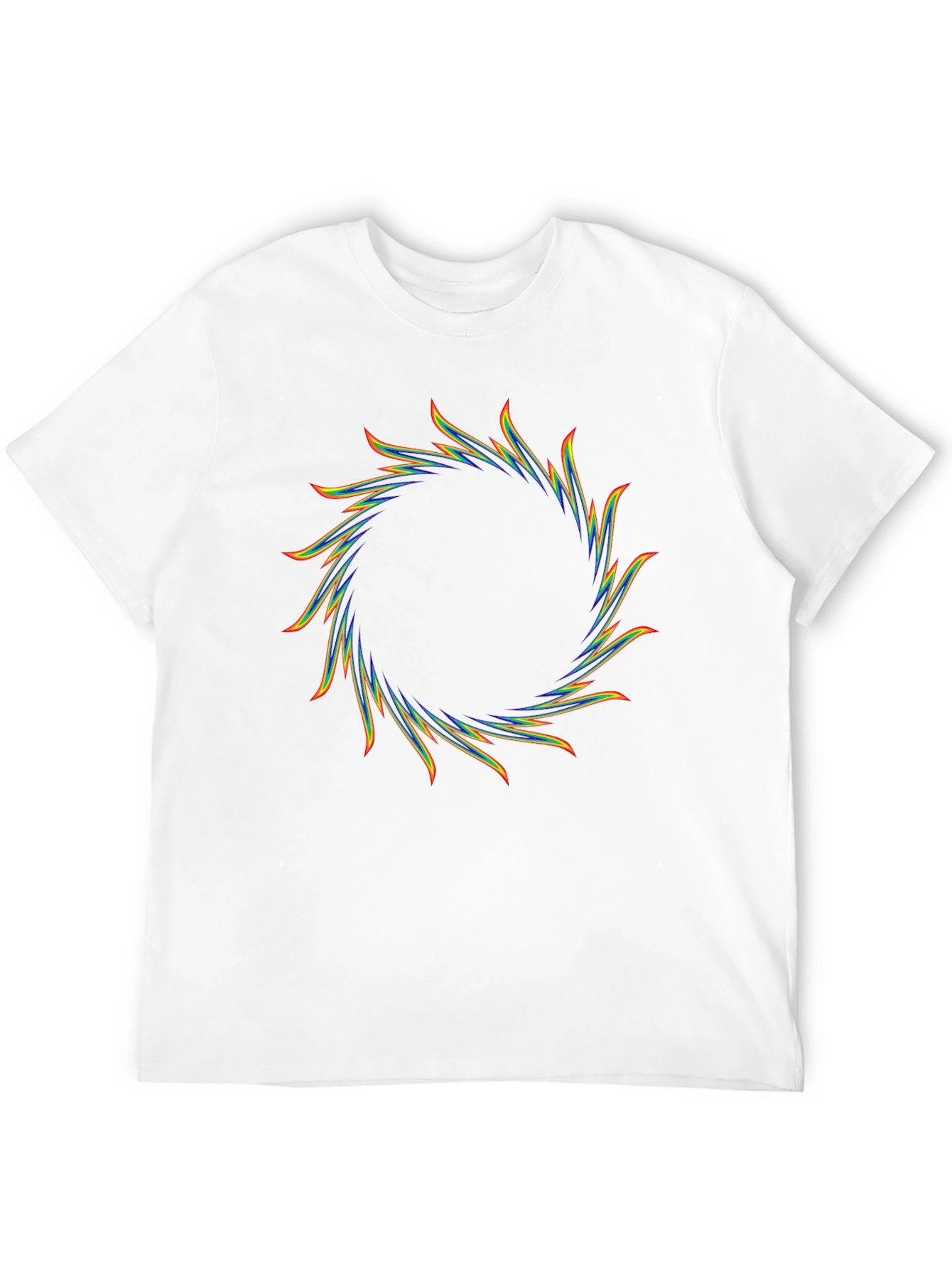 Rainbow Circular Flame Graphic Black T-Shirt