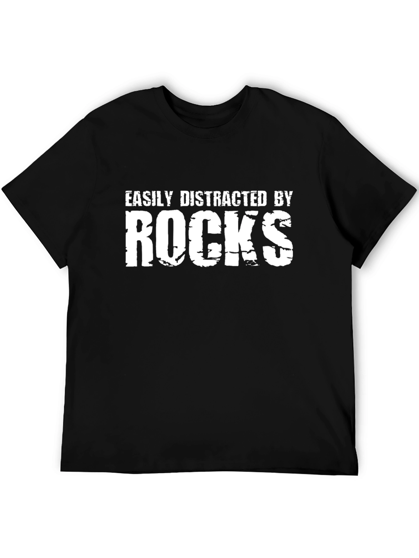 Easily Distracted By Rocks T-Shirt - Black Crew Neck