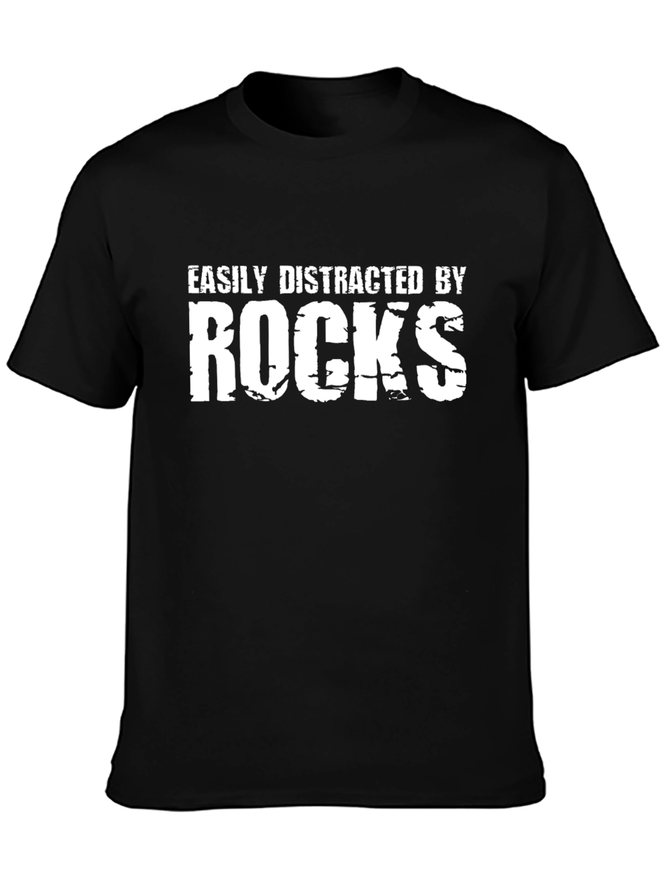 Easily Distracted By Rocks T-Shirt - Black Crew Neck