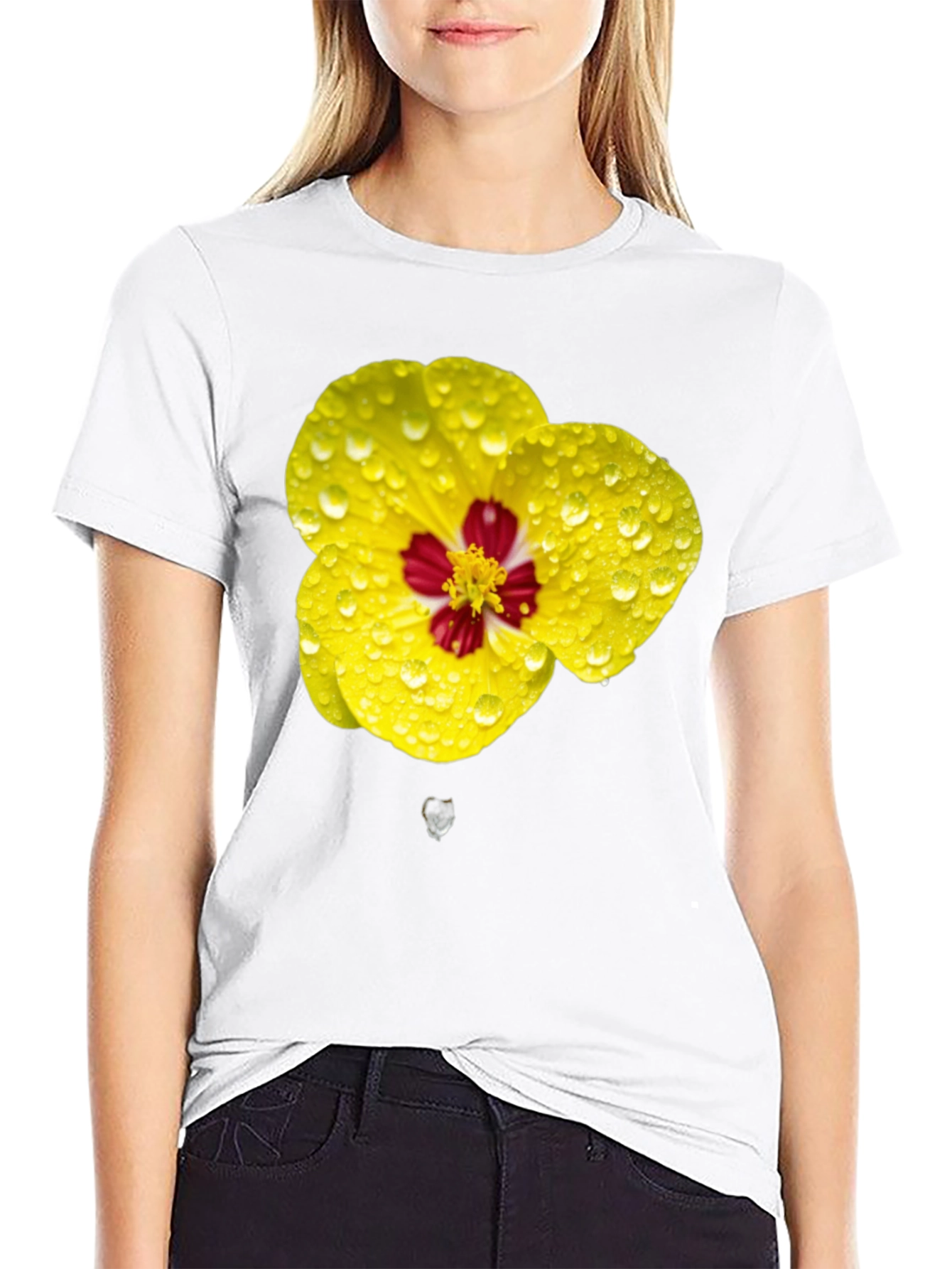Vibrant Floral T-Shirt - Yellow Flower Design
