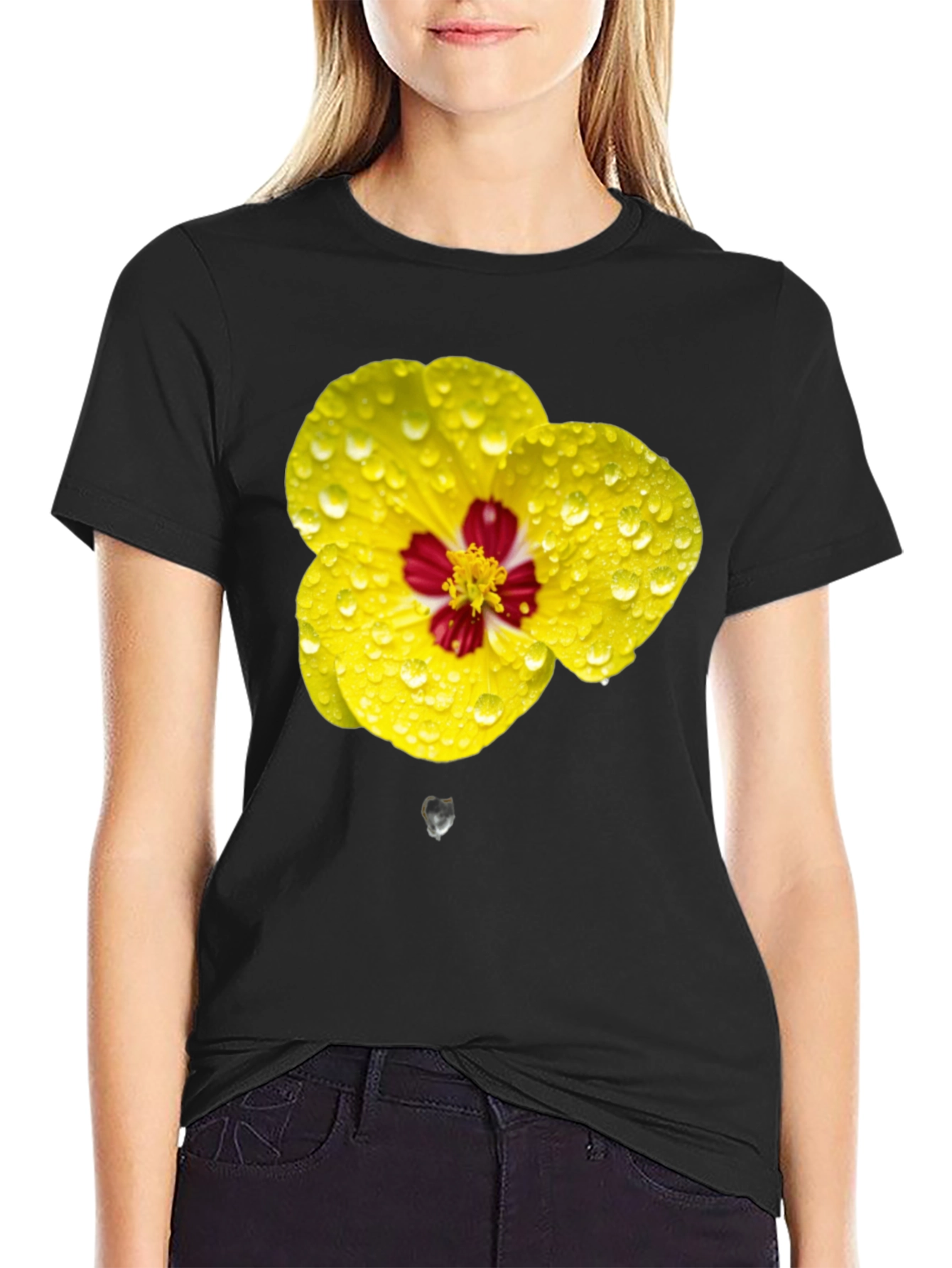 Vibrant Floral T-Shirt - Yellow Flower Design