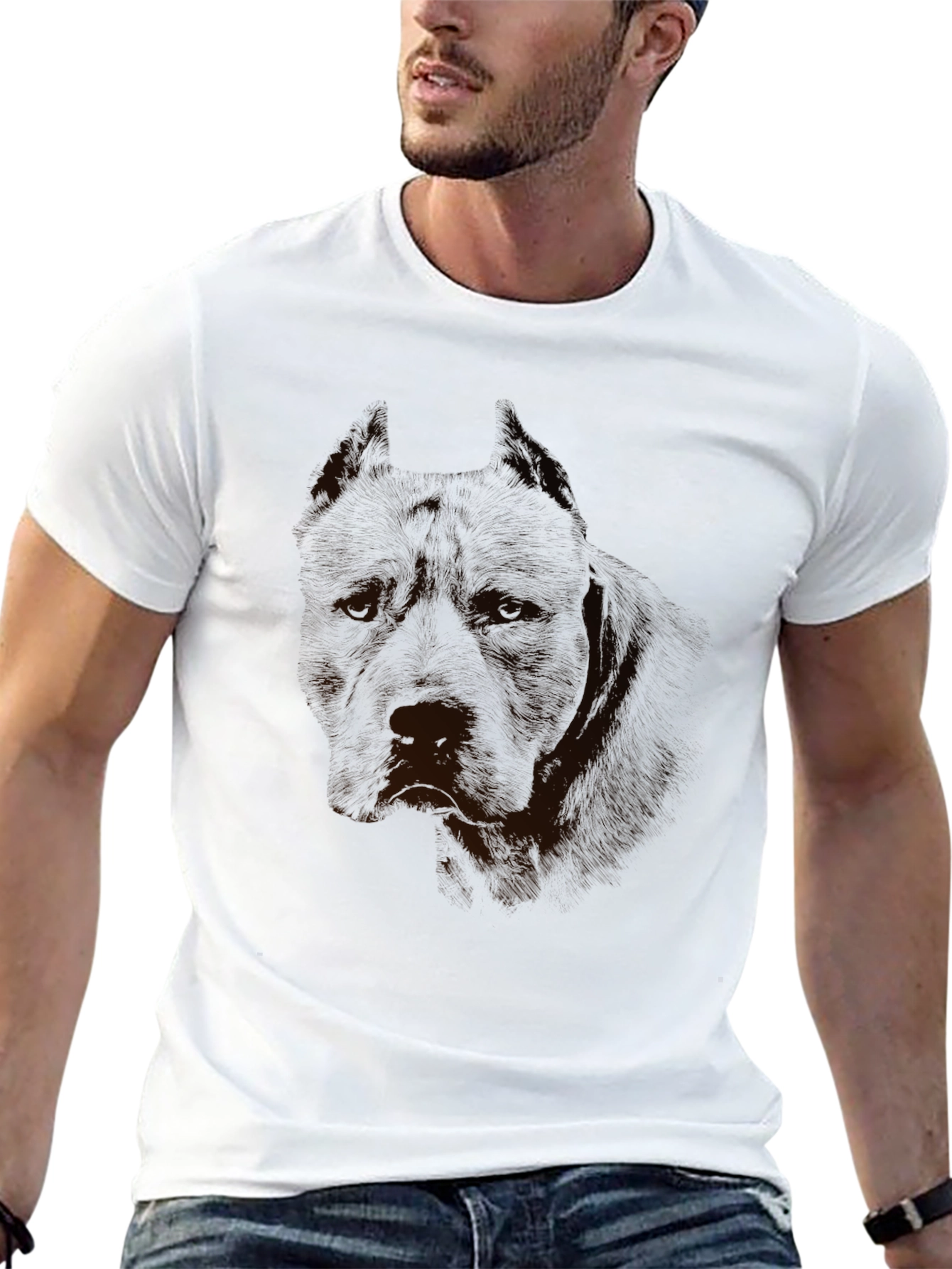Mens Black Graphic Tee - Pitbull Design