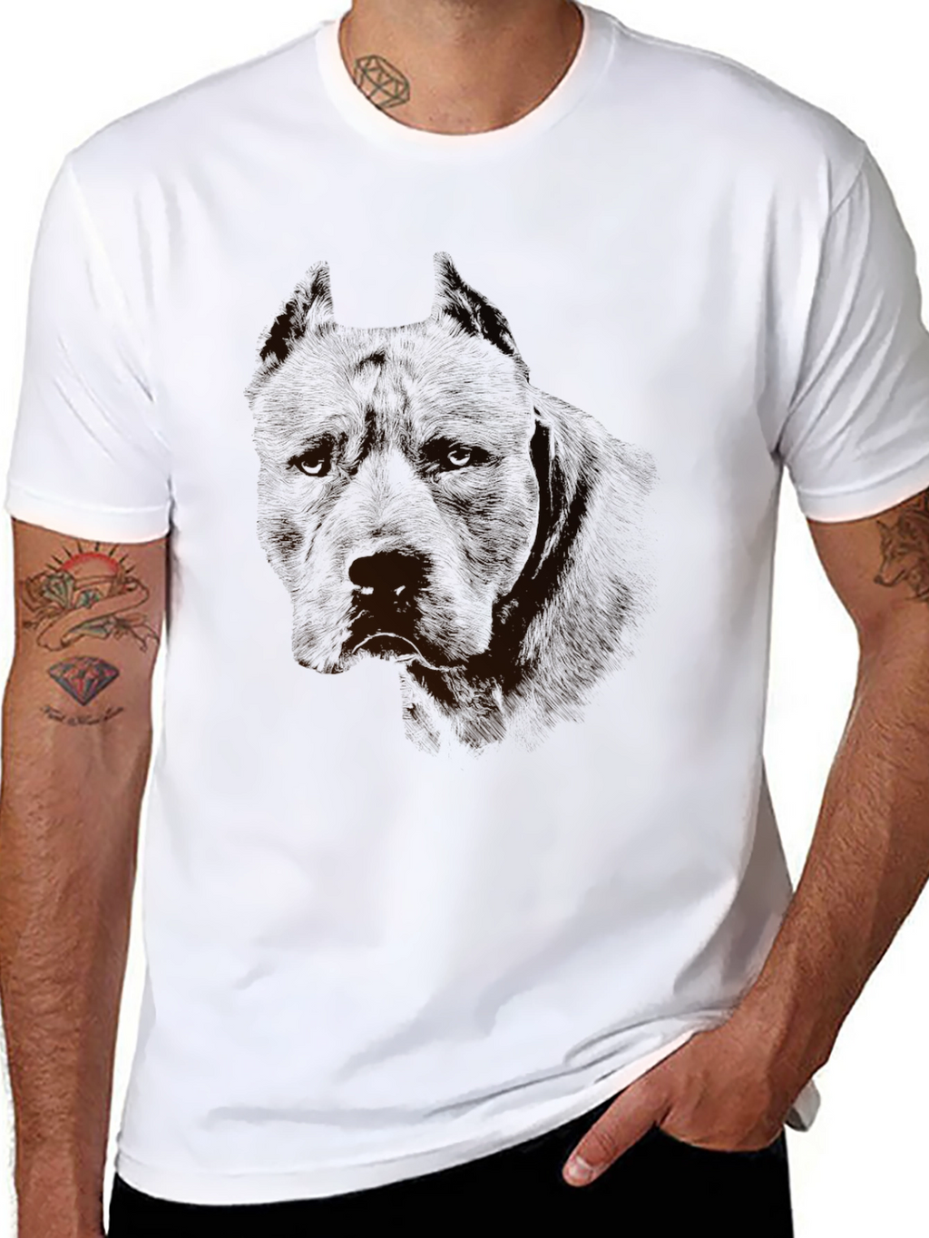 Mens Black Graphic Tee - Pitbull Design