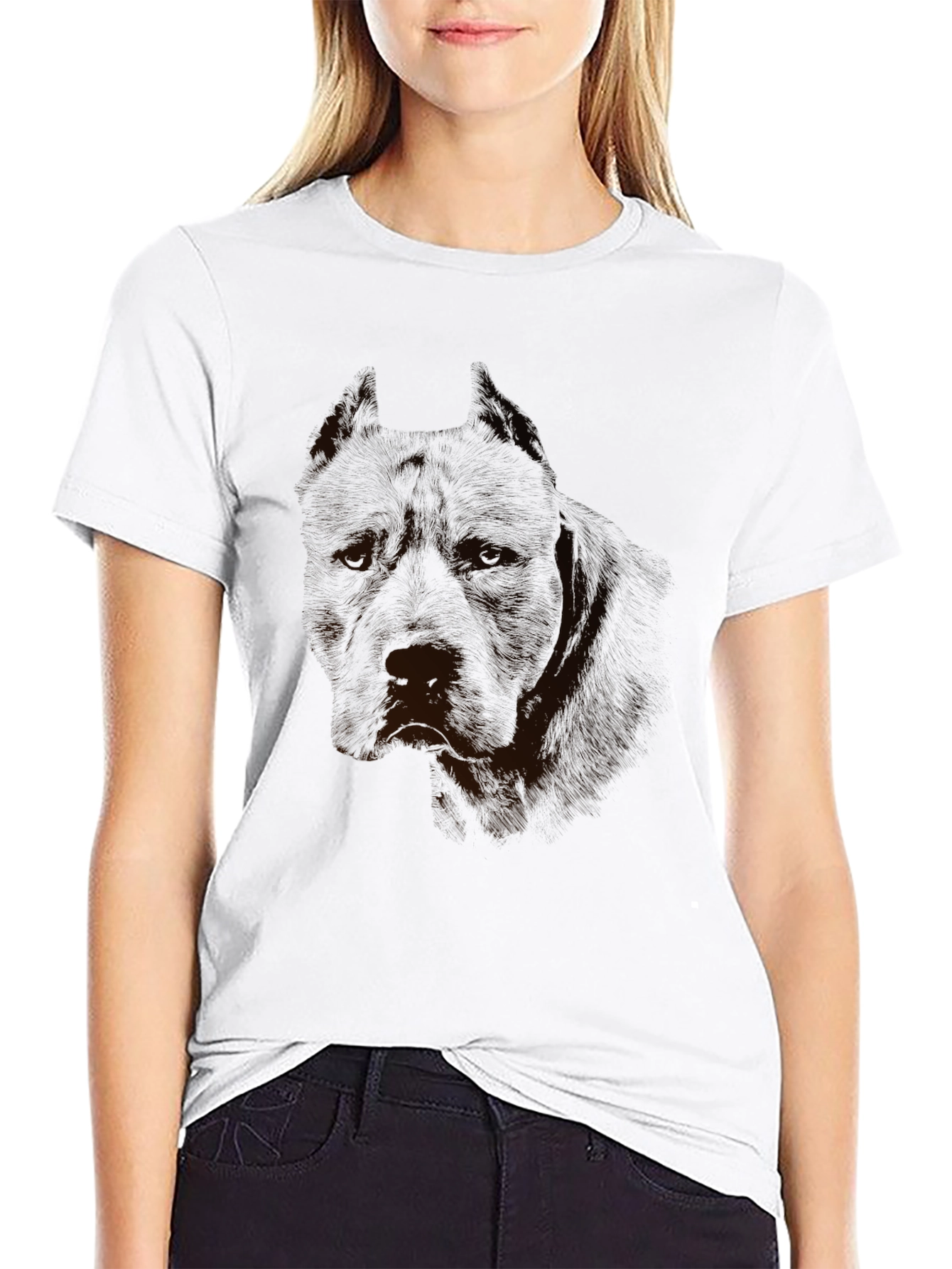 Mens Black Graphic Tee - Pitbull Design