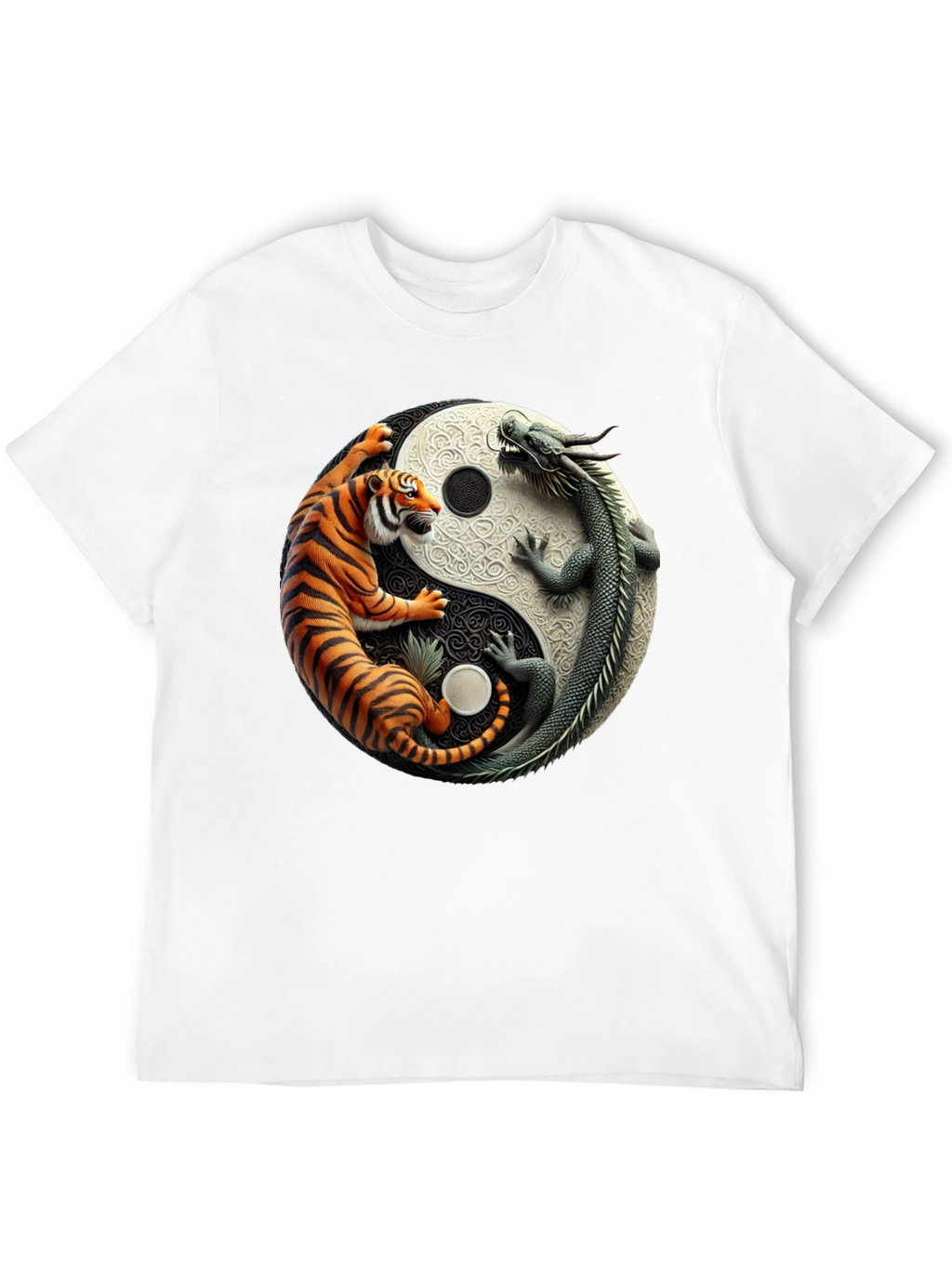 Yin Yang Dragon and Tiger Graphic Tee