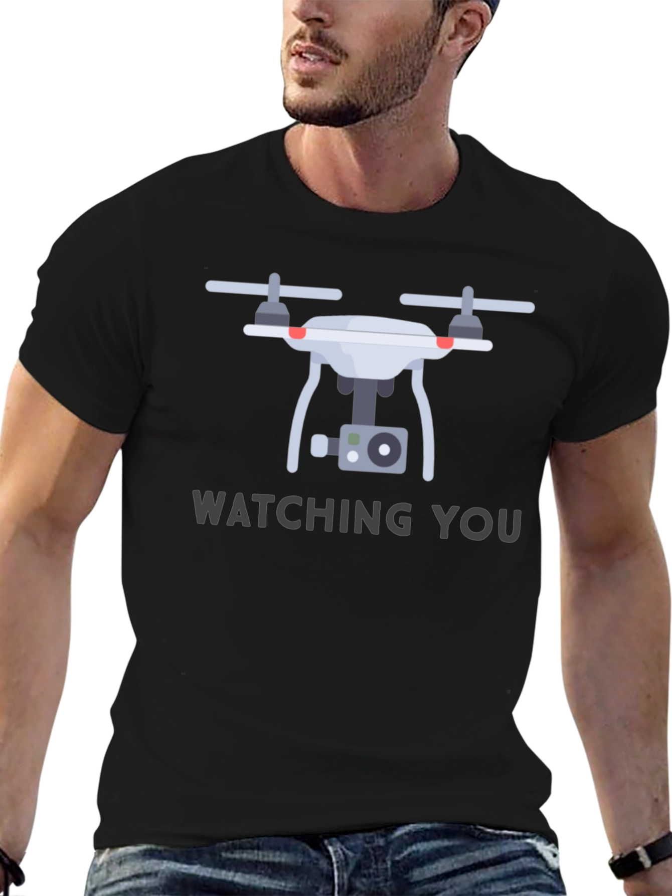 Watching You Drone T-Shirt - Graphic Print