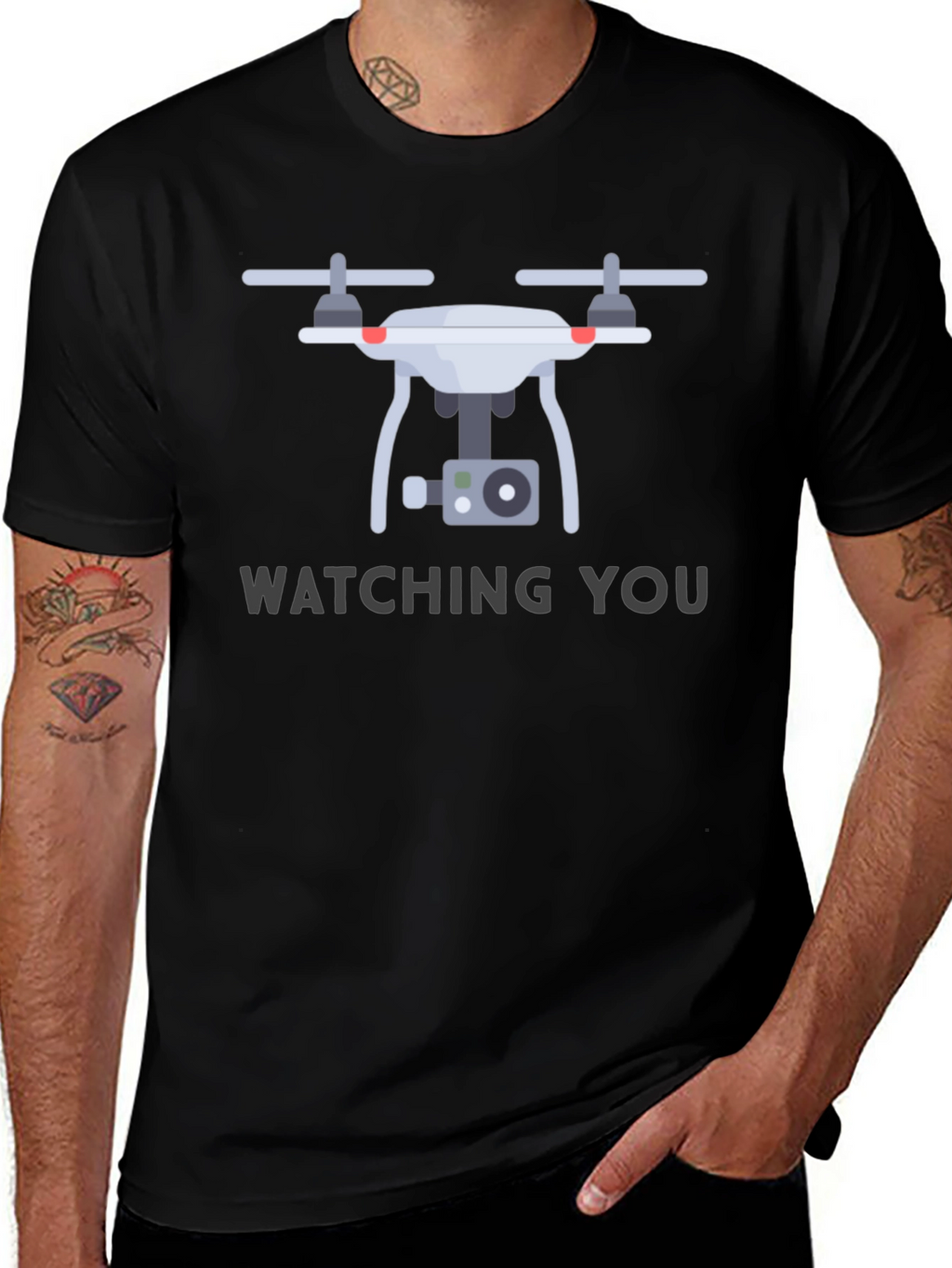 Watching You Drone T-Shirt - Graphic Print