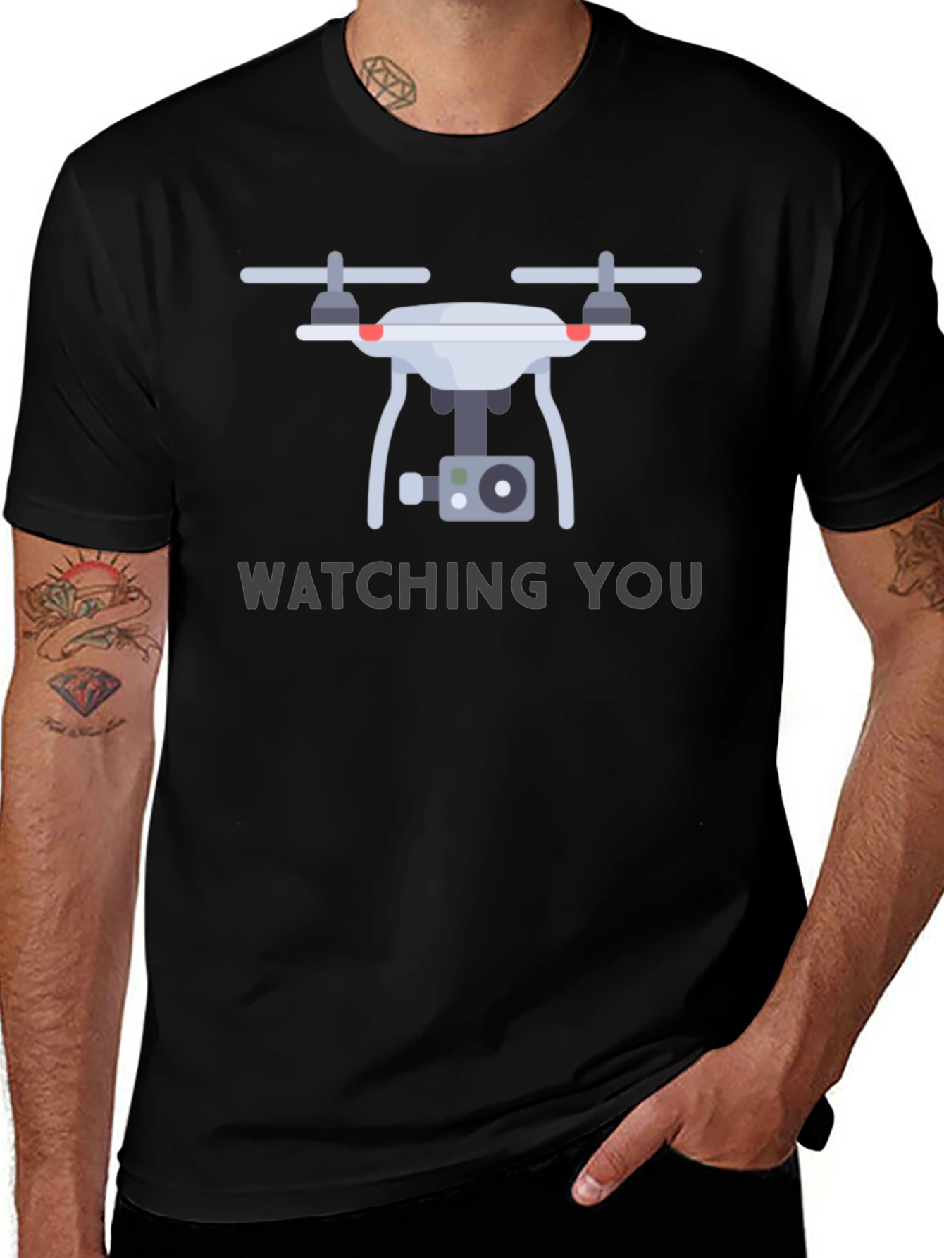 Watching You Drone T-Shirt - Graphic Print
