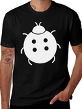 Ladybug Graphic Tee - Black Cotton Casual Shirt