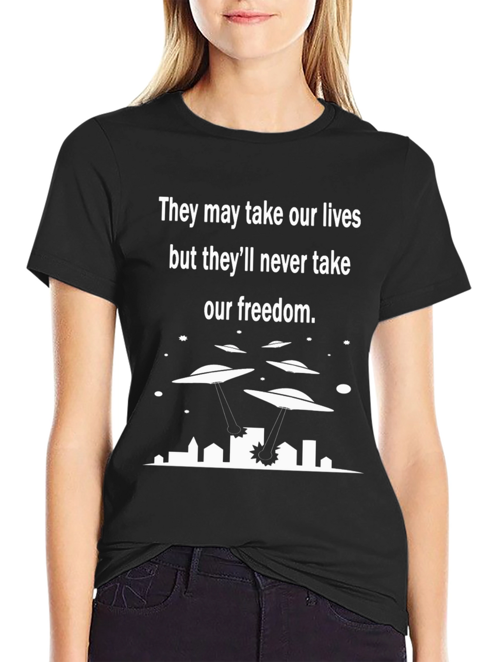 Sci-Fi Graphic T-Shirt - Alien Invasion Freedom Tee