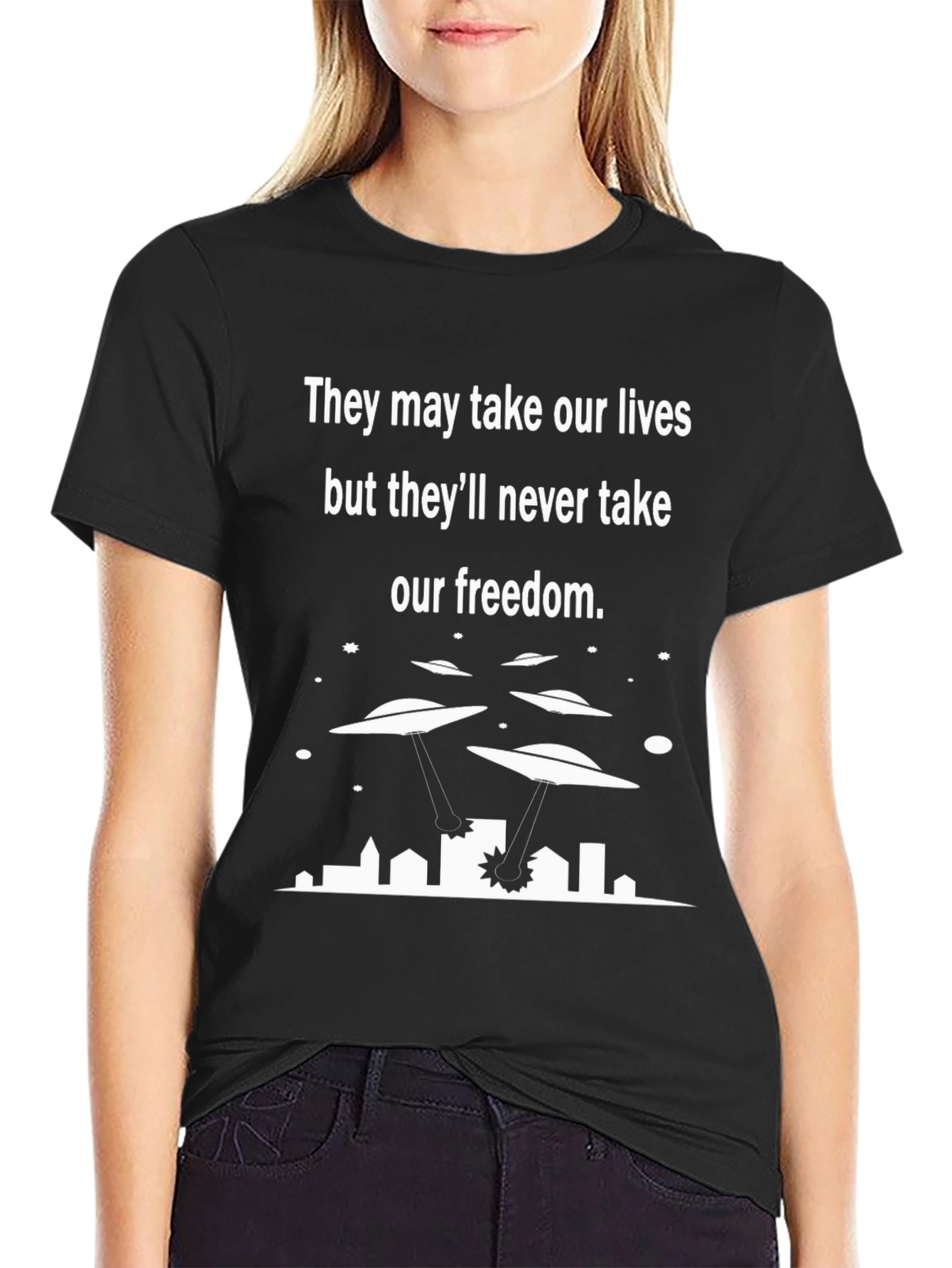 Sci-Fi Graphic T-Shirt - Alien Invasion Freedom Tee