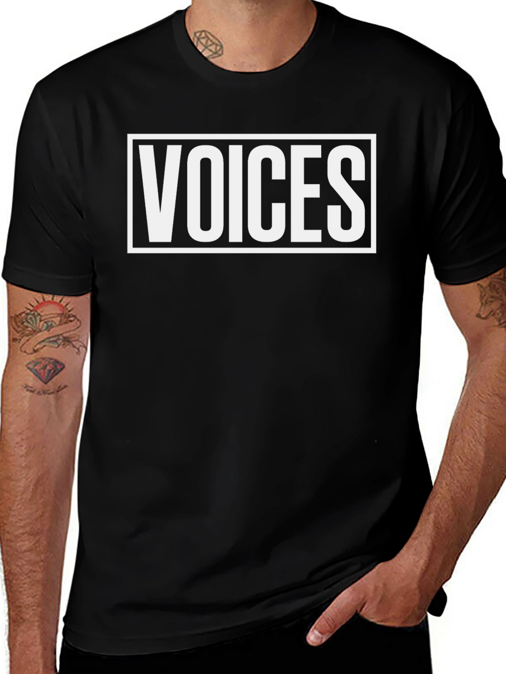Voices Graphic Tee - Black Casual T-Shirt