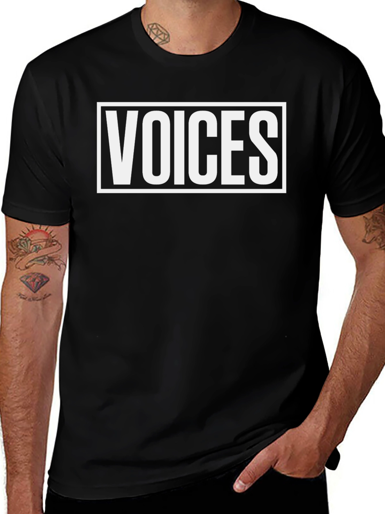 Voices Graphic Tee - Black Casual T-Shirt