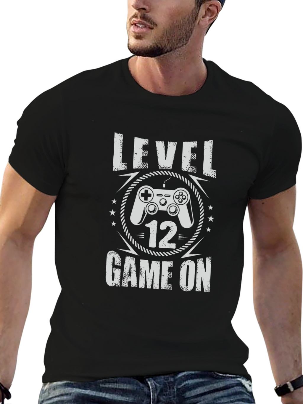 Level 12 Game On Black Graphic Tee