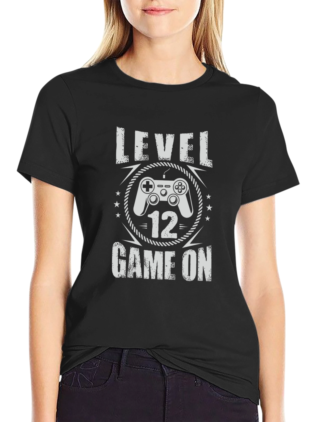 Level 12 Game On Black Graphic Tee